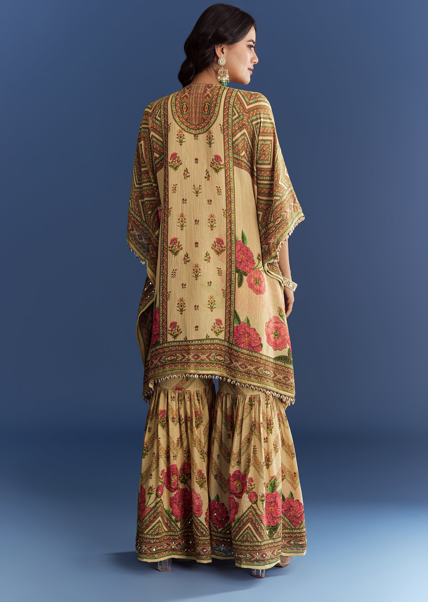 BeigeCrushTissueFloralPrintedKaftaanShararaWithMirrorSequinsWork-sg313011-5.jpg