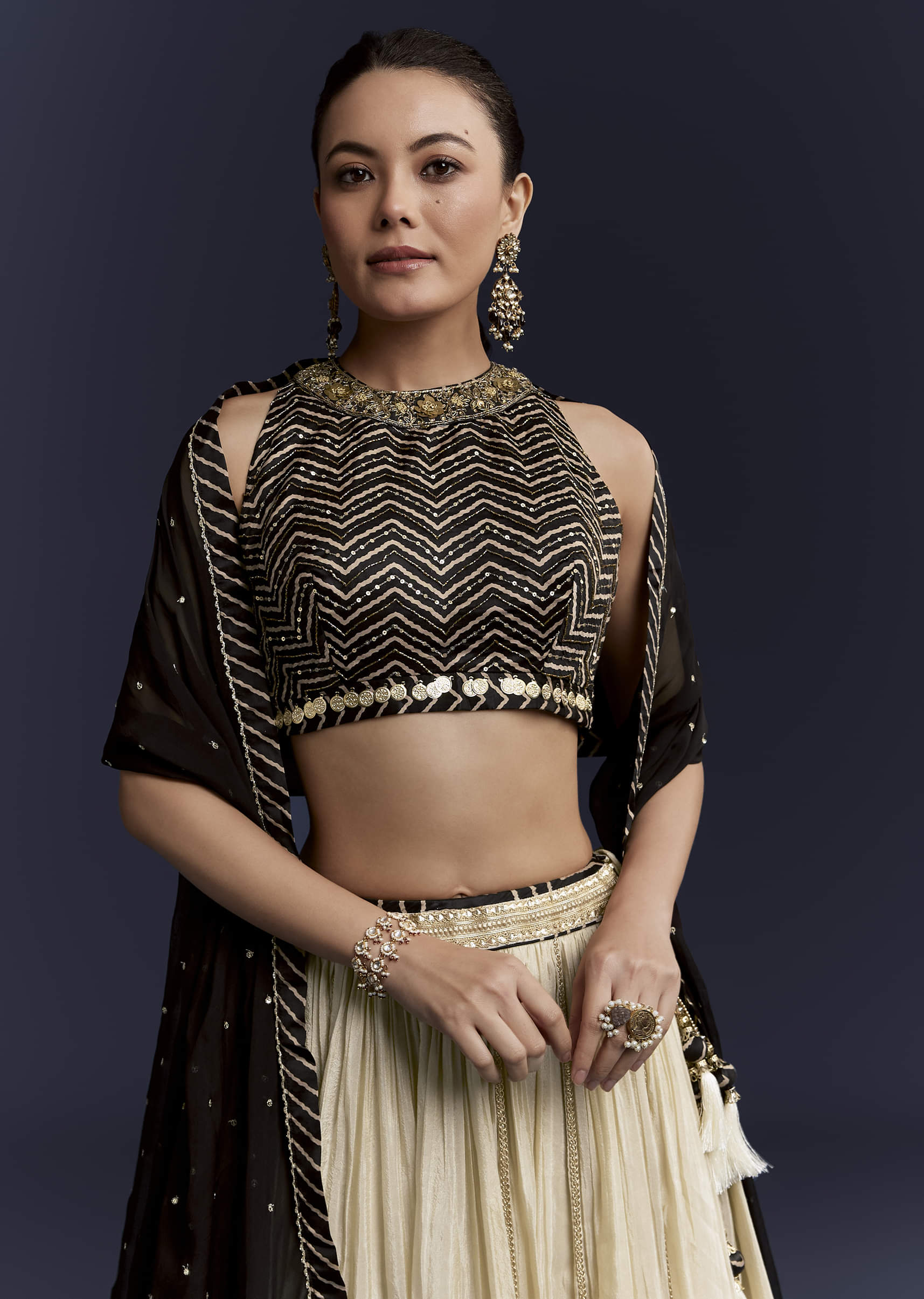 black-satin-bridesmaid-lehenga-with-hand-dyed-chevron-print-choli-sg345071-5.jpg