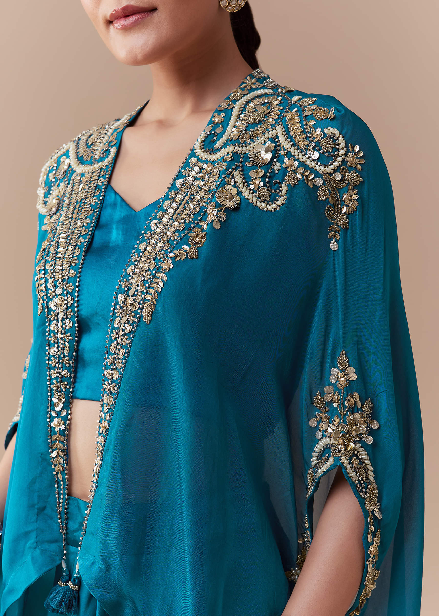 blue-crop-top-skirt-set-with-sequin-cape-sg343809-2.jpg