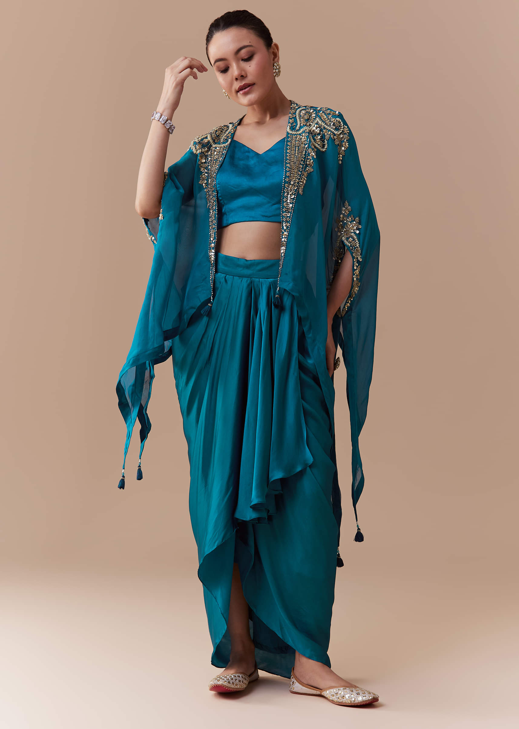 blue-crop-top-skirt-set-with-sequin-cape-sg343809-3.jpg