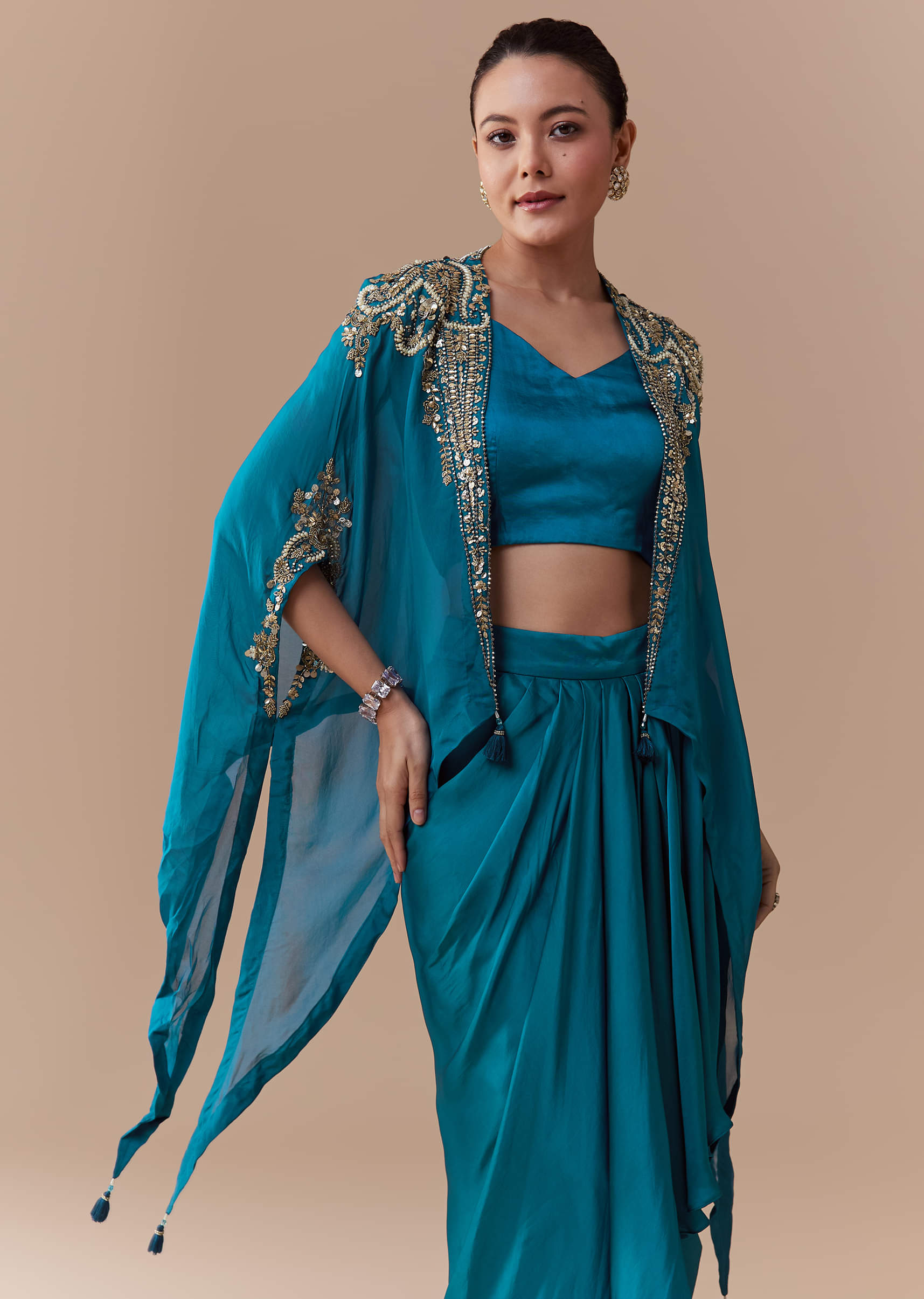 blue-crop-top-skirt-set-with-sequin-cape-sg343809-4.jpg