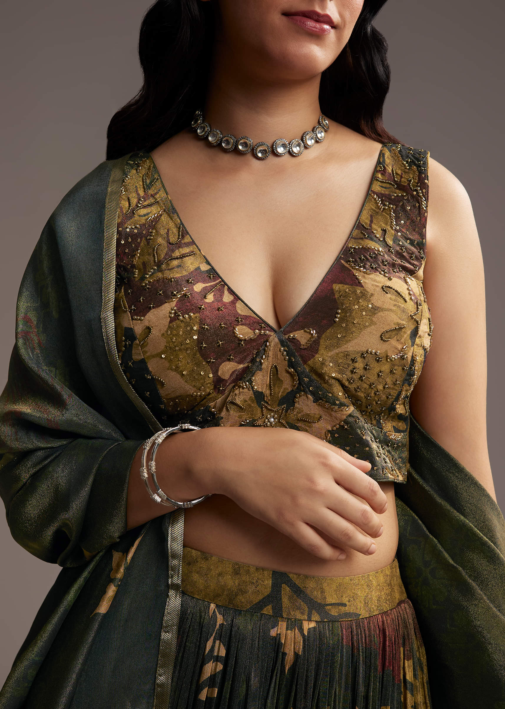 bottle-green-tissue-lehenga-choli-with-floral-print-sg336658-2.jpg