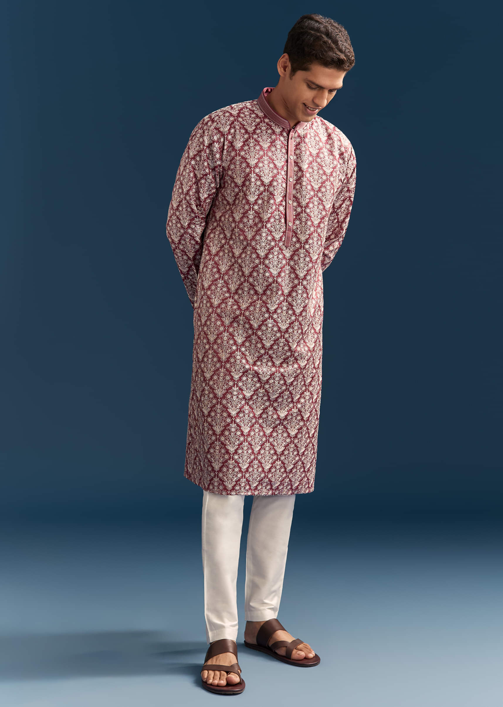 red-silk-printed-kurta-set-for-men-with-thread-embroidery-sg330006-3.jpg