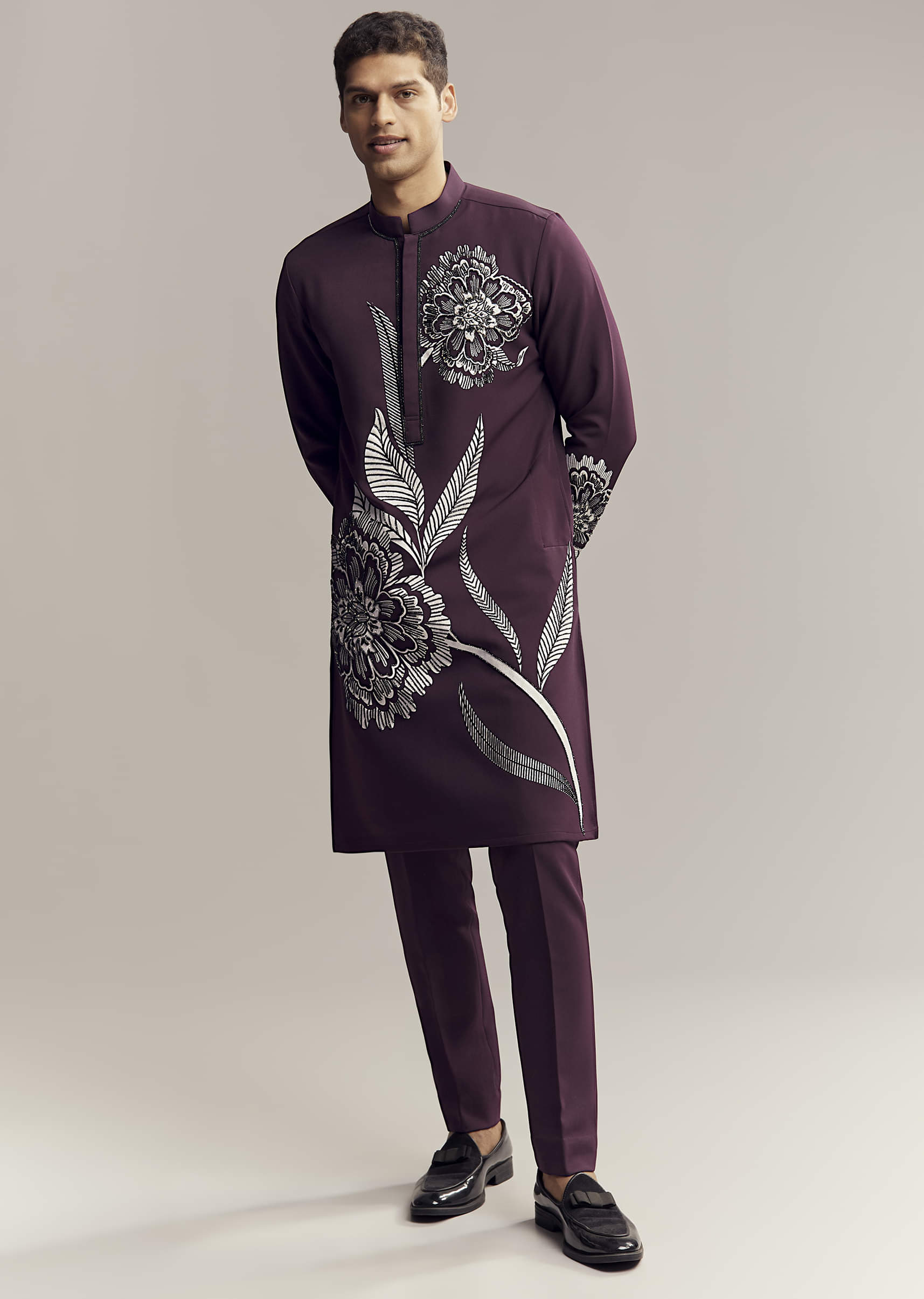 wine-kurta-set-for-men-with-floral-print-and-beads-work-on-suiting-fabric-sg350144-1.jpg