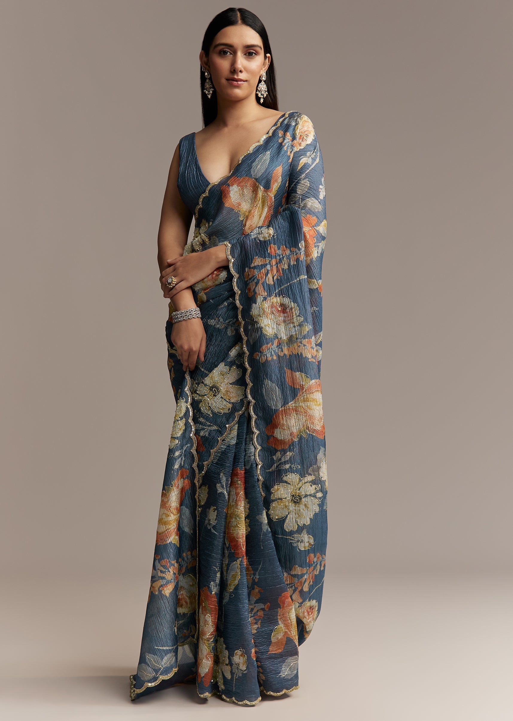 Teal_Blue_Tissue_Saree_With_Floral_Print_And_Embroidered_Border-sg319438-3.jpg