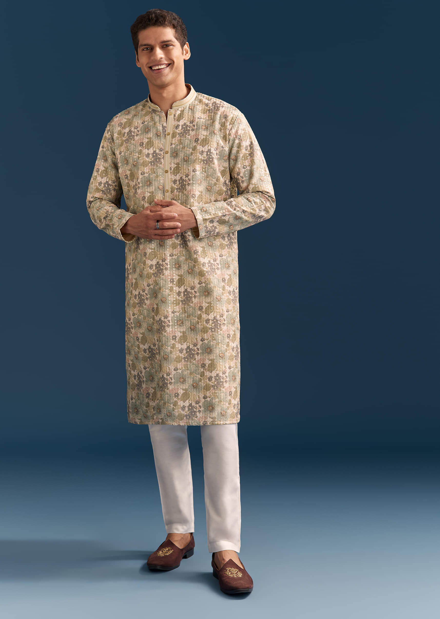 beige-silk-floral-kurta-set-for-men-with-thread-embroidery-sg330078-2.jpg