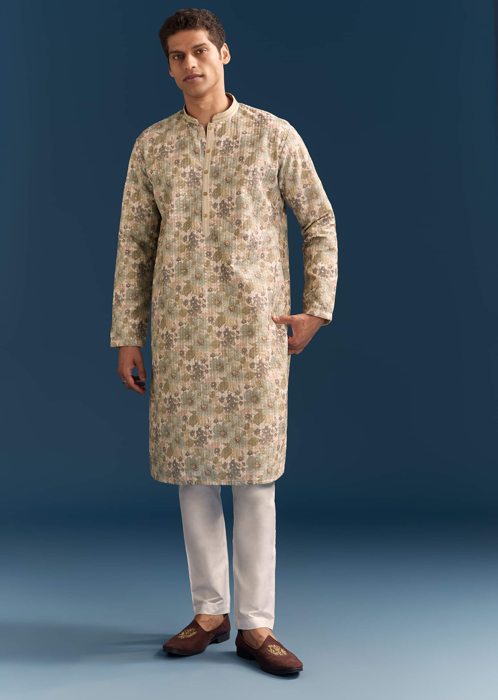 beige-silk-floral-kurta-set-for-men-with-thread-embroidery-sg330078-4.jpg