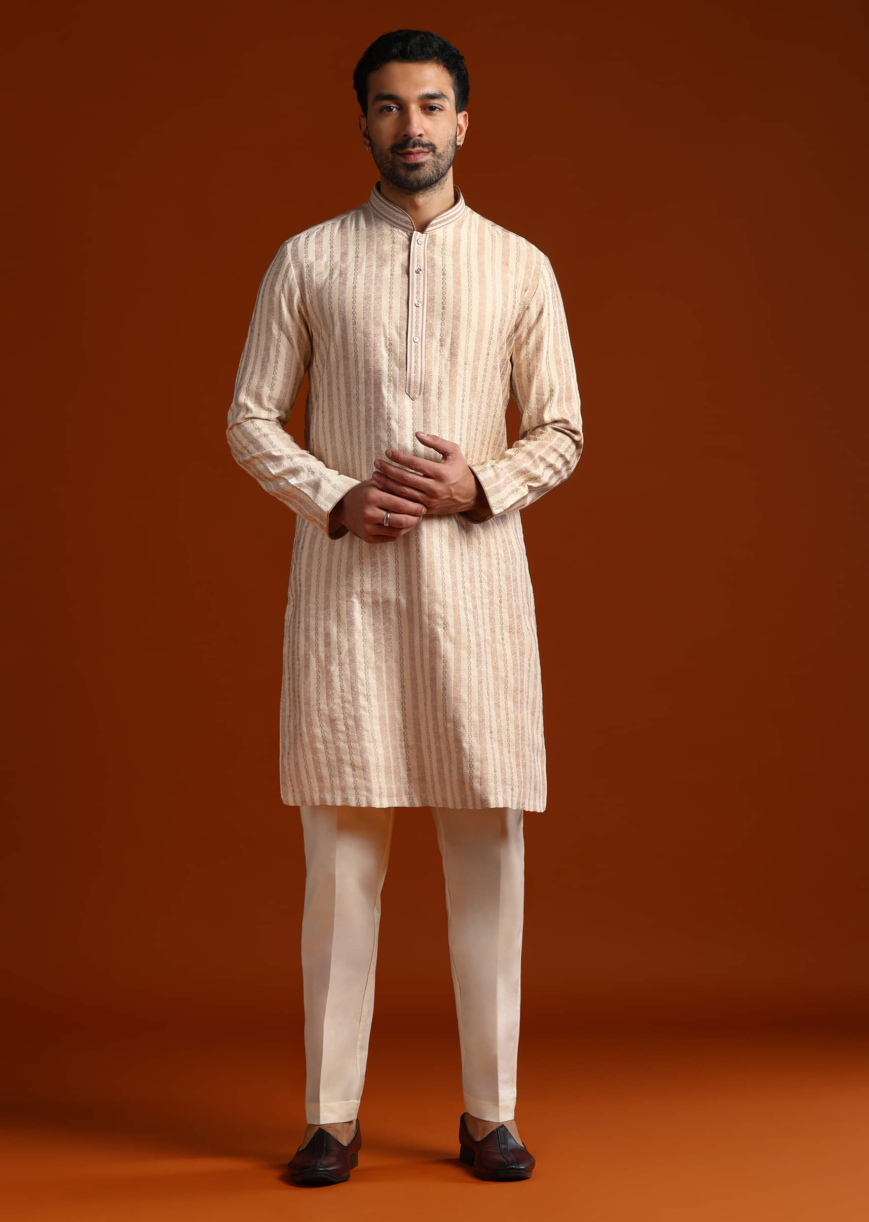 beige-silk-jacquard-kurta-set-for-men-with-printed-stripes-sg321444-1.jpg