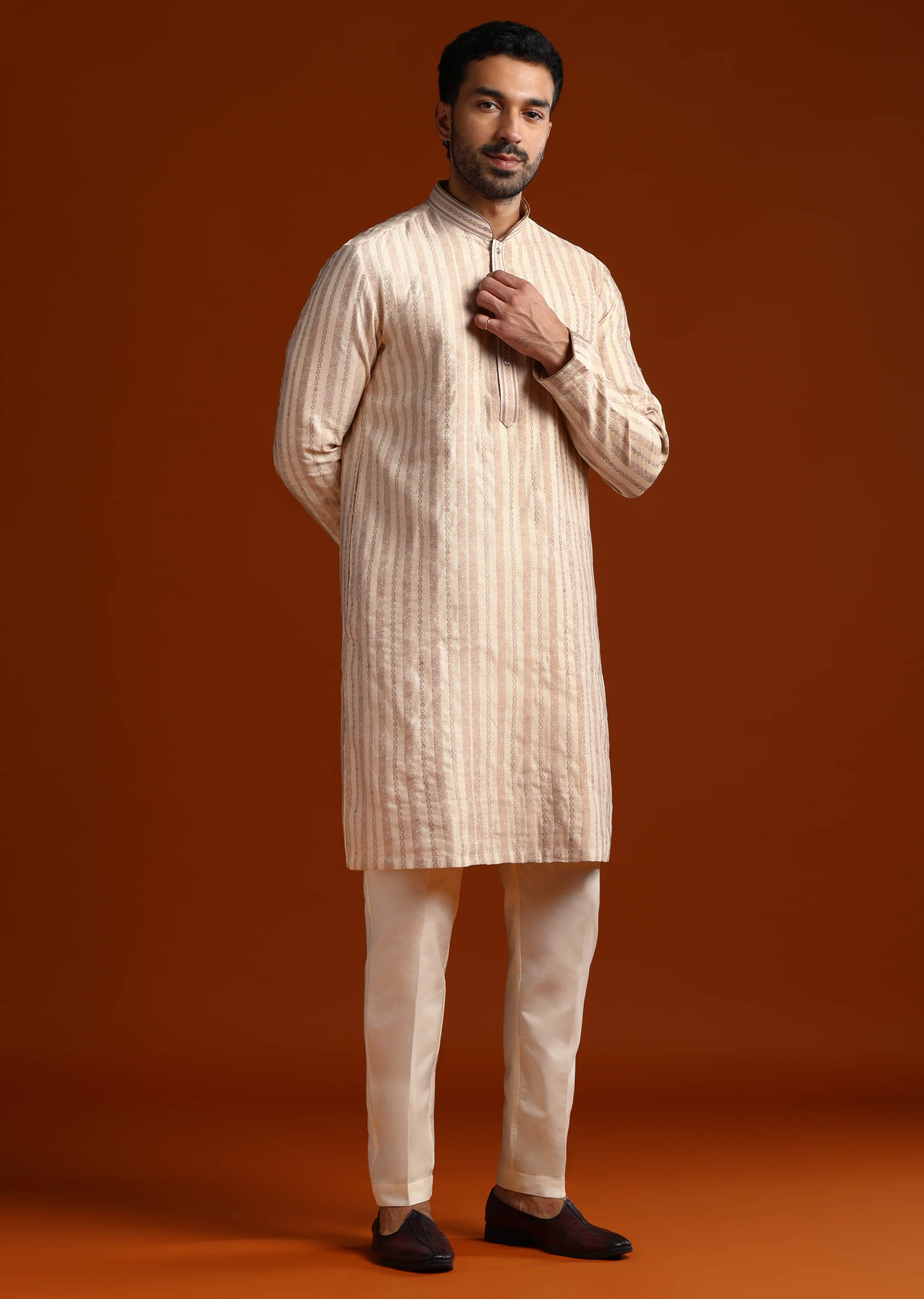 beige-silk-jacquard-kurta-set-for-men-with-printed-stripes-sg321444-3.jpg