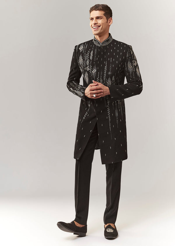 Black Indo Western With Resham Beads And Cutdana