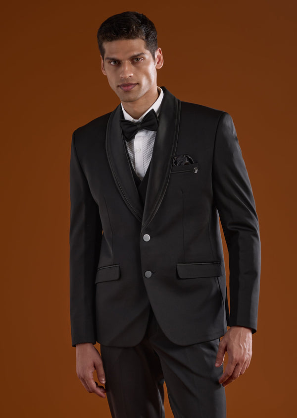 Black Rayon Mens Tuxedo For Reception And Cocktail Wear