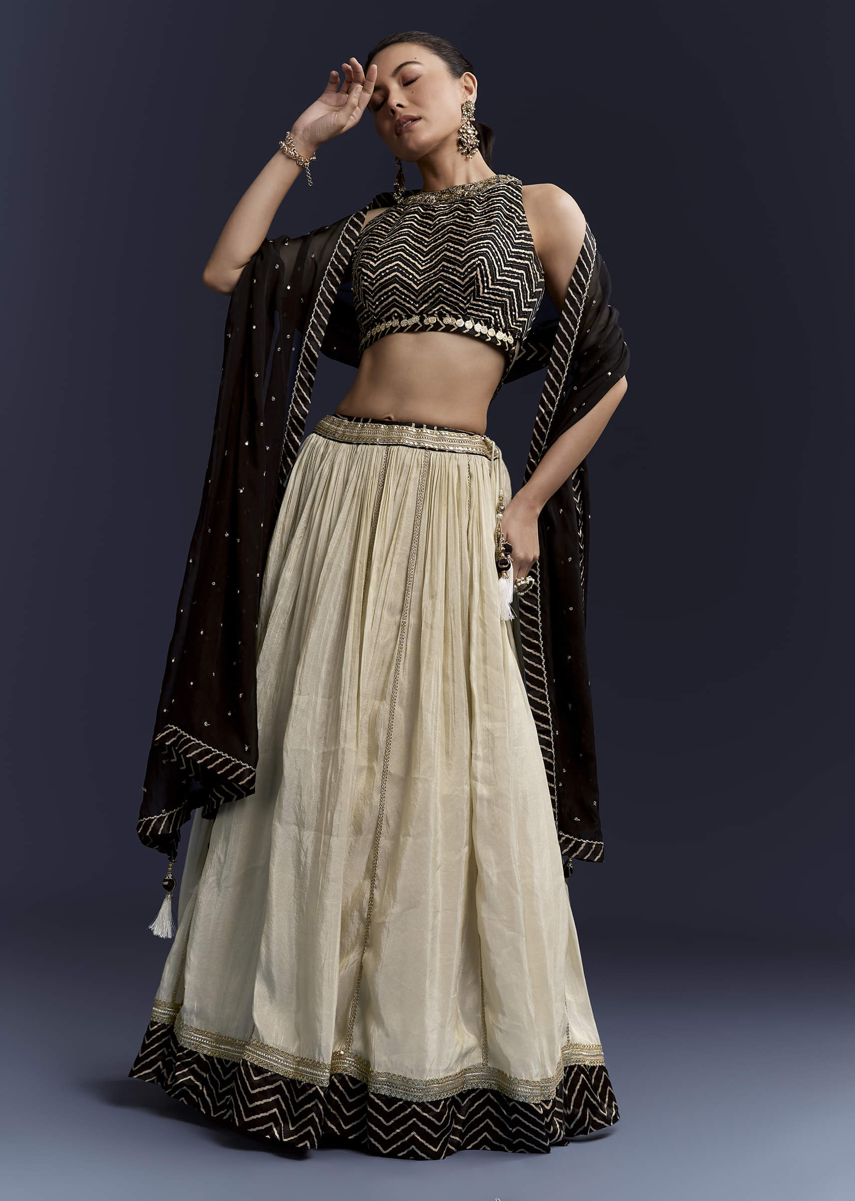 black-satin-bridesmaid-lehenga-with-hand-dyed-chevron-print-choli-sg345071-1.jpg