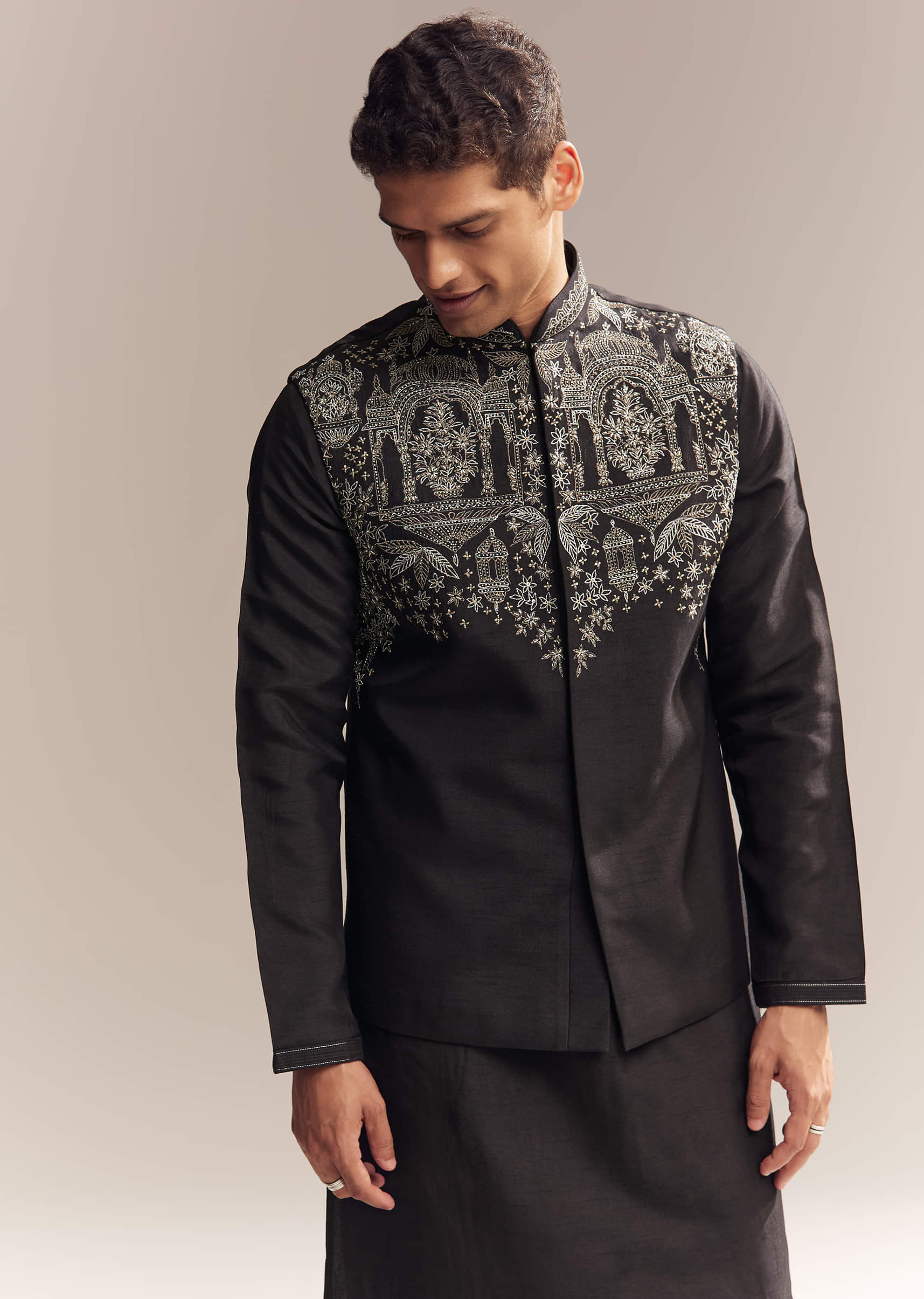 black-silk-kurta-jacket-set-for-men-with-zari-cut-work-sg330374-4.jpg
