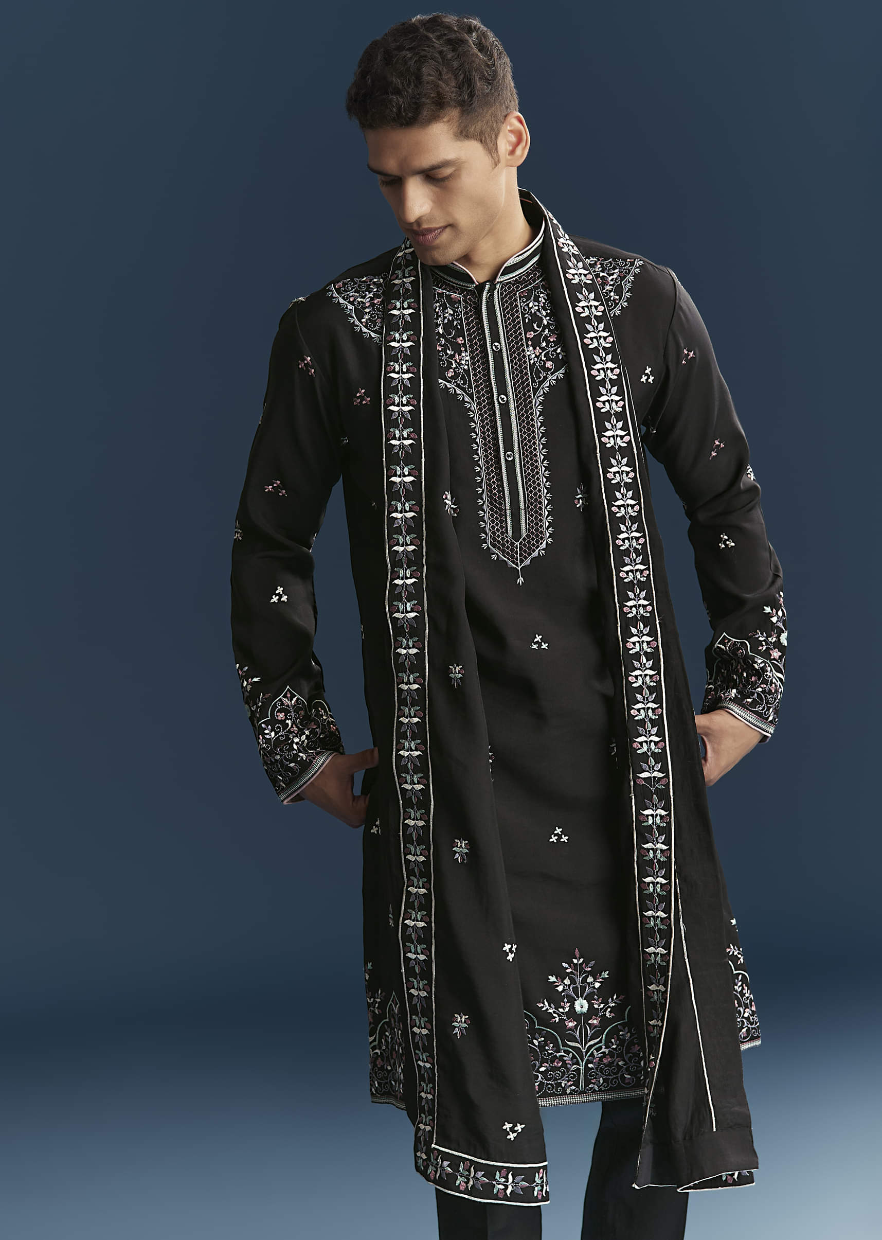 black-silk-kurta-set-for-men-with-floral-and-geometric-embroidery-sg321876-4.jpg