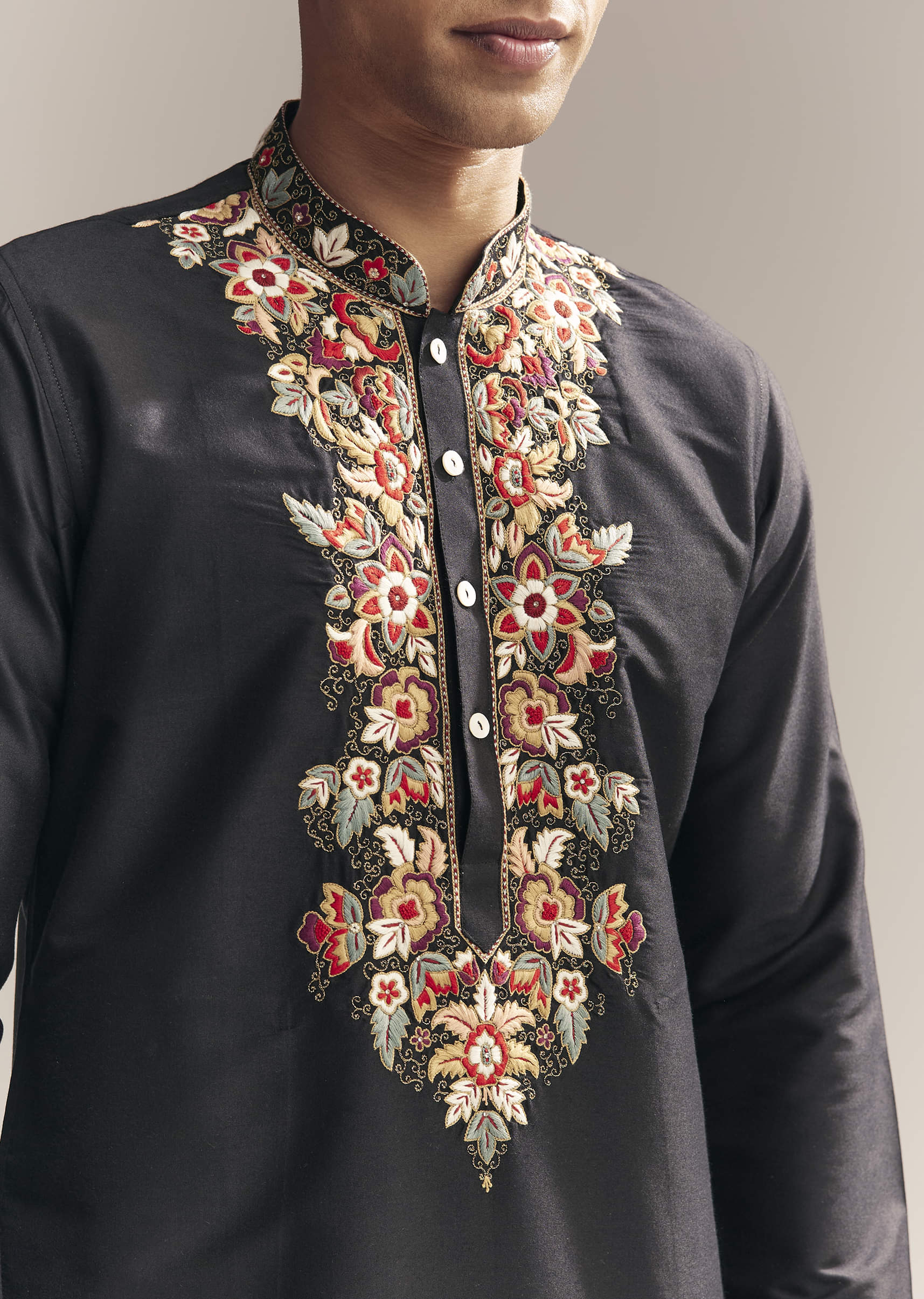 black-silk-kurta-set-for-men-with-multi-colour-resham-embroidery-sg326064-2.jpg