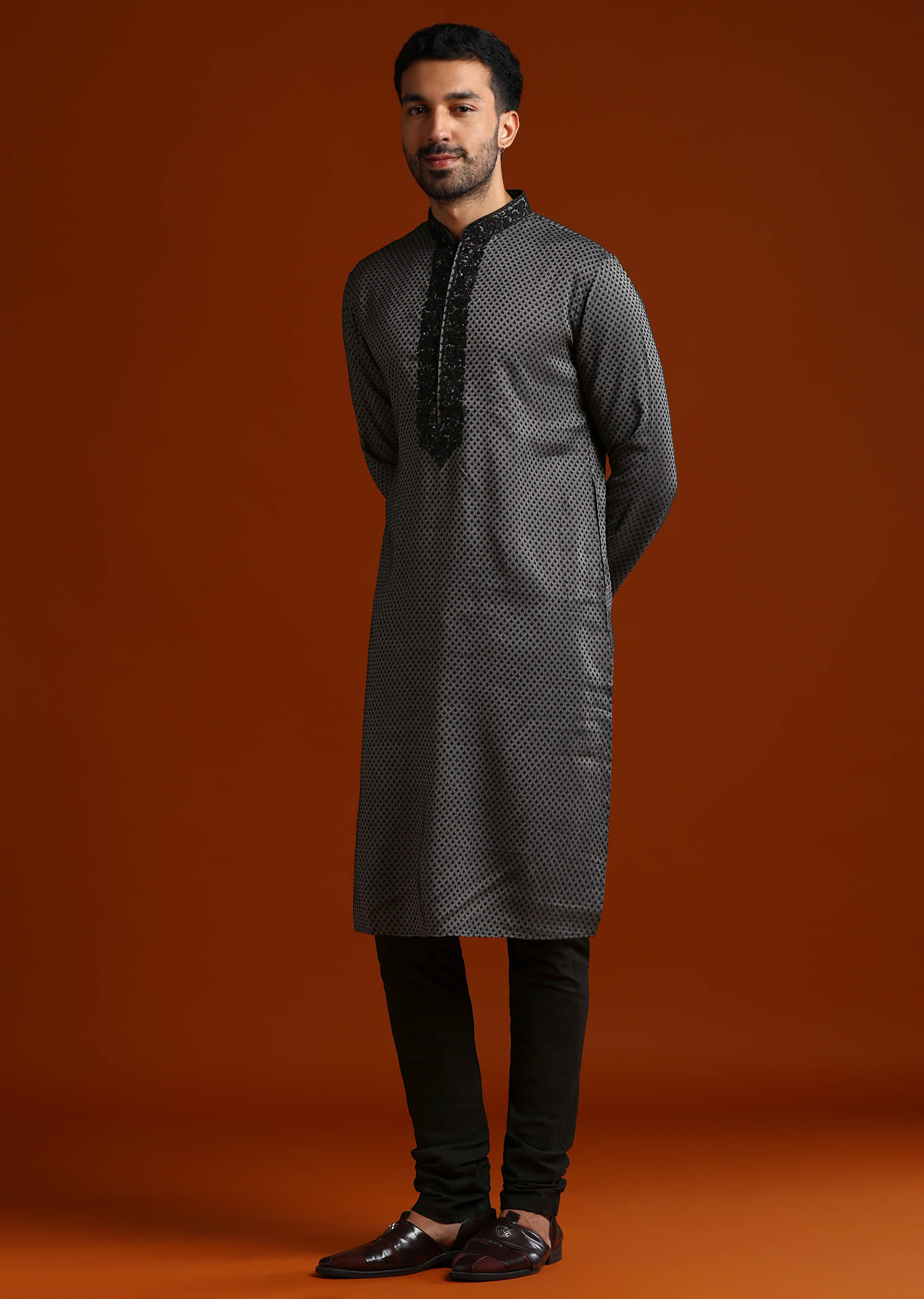 black-viscose-kurta-set-for-men-with-thread-and-stone-embroidery-sg328895-4.jpg