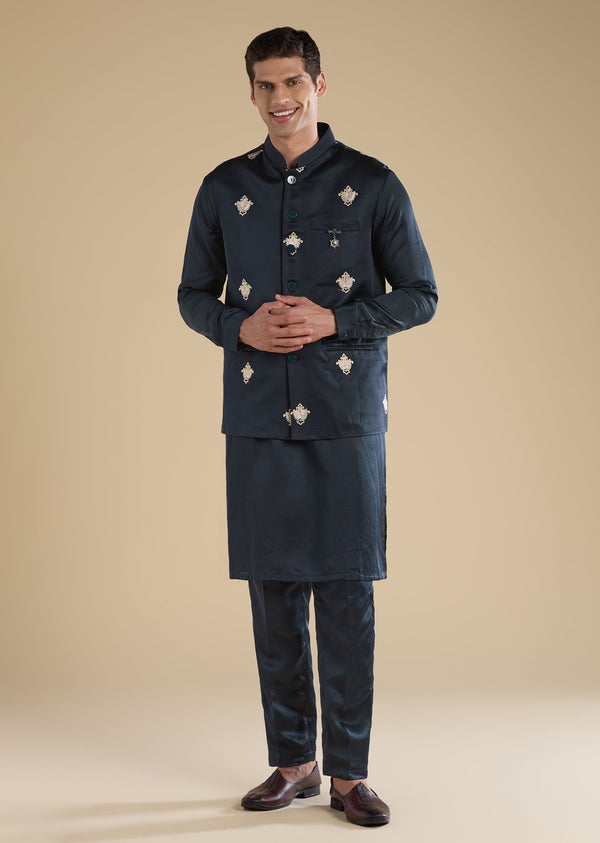 Blue Embroidered Kurta Set With Pants