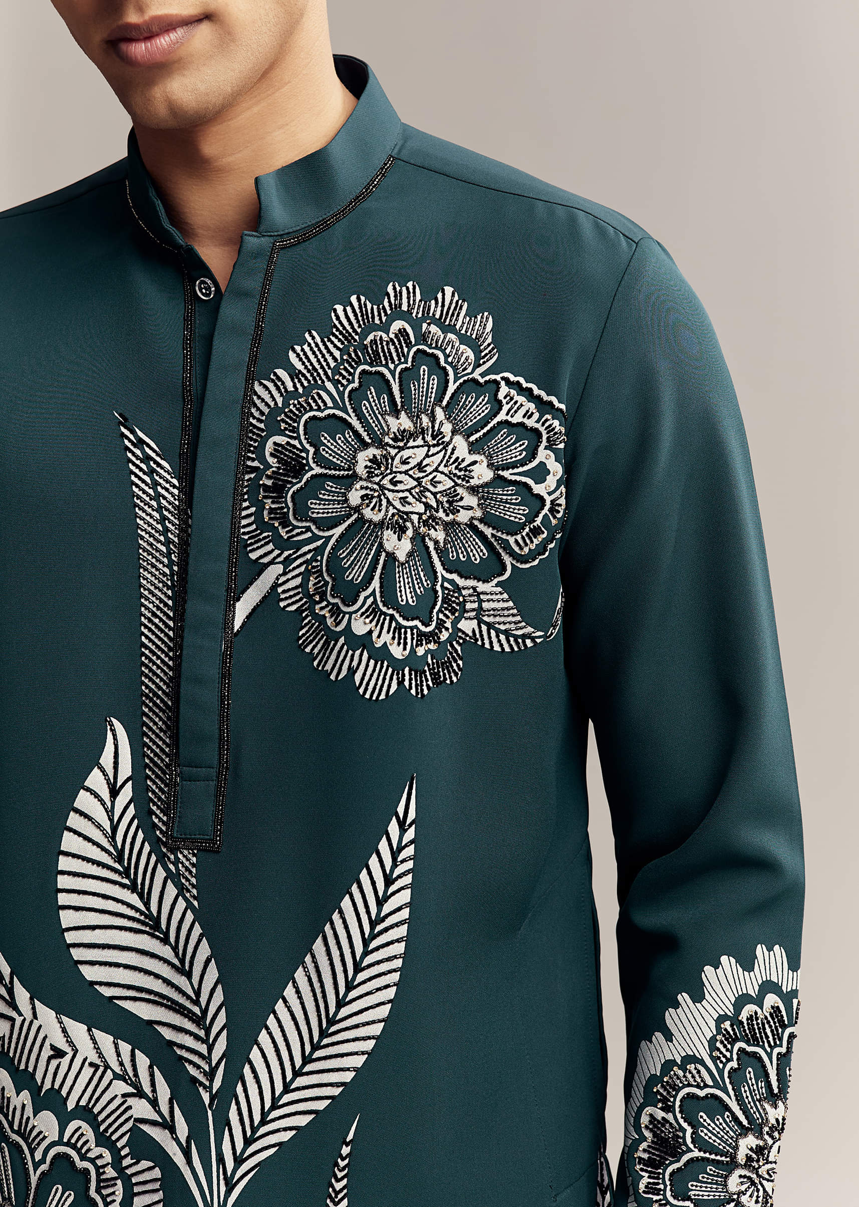 blue-kurta-set-for-men-with-floral-print-and-beads-work-on-suiting-fabric-sg350168-2.jpg