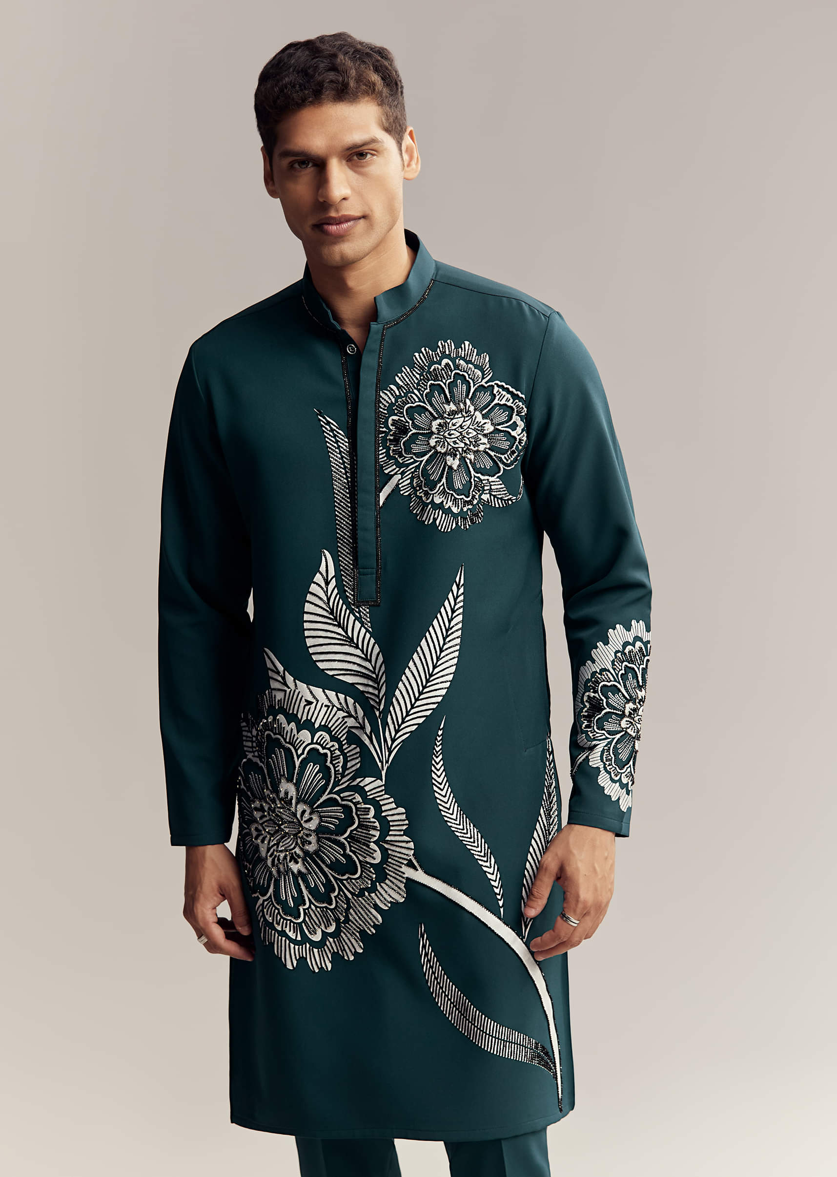 blue-kurta-set-for-men-with-floral-print-and-beads-work-on-suiting-fabric-sg350168-4.jpg