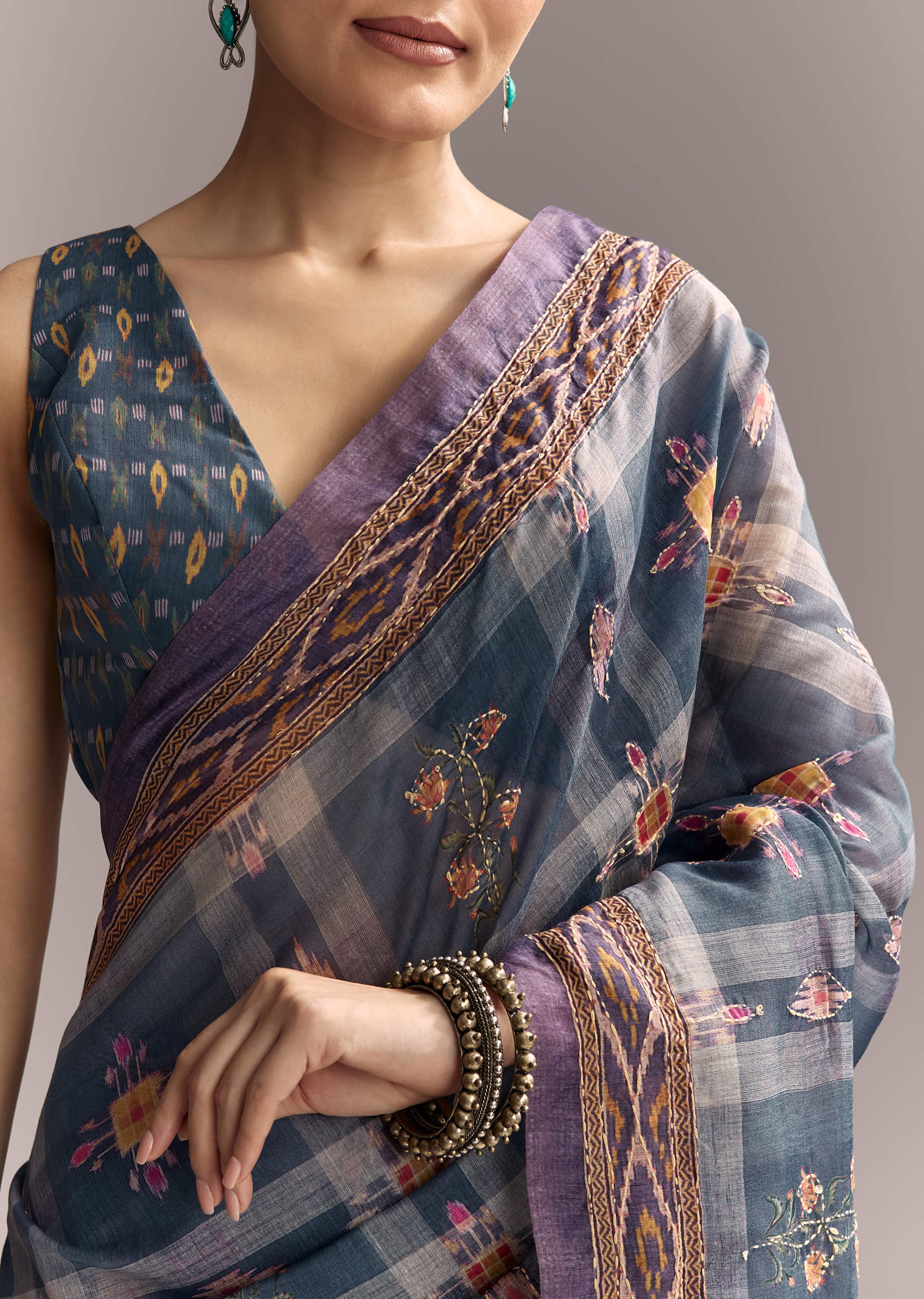 blue-linen-saree-with-hand-block-ajrakh-print-and-lavender-border-sg312211-2.jpg