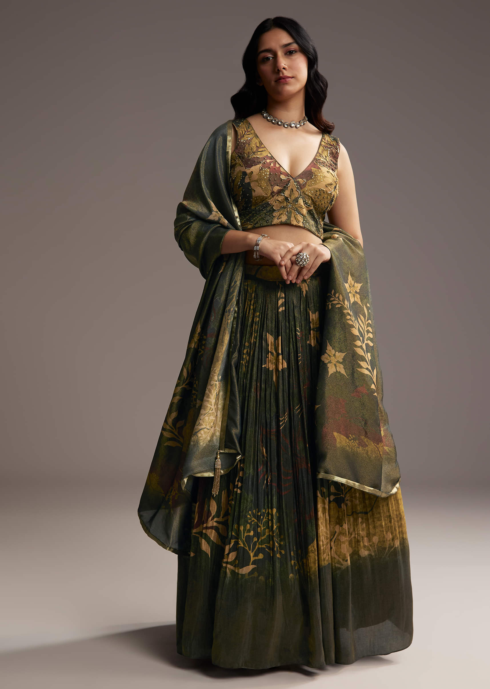 bottle-green-tissue-lehenga-choli-with-floral-print-sg336658-3.jpg