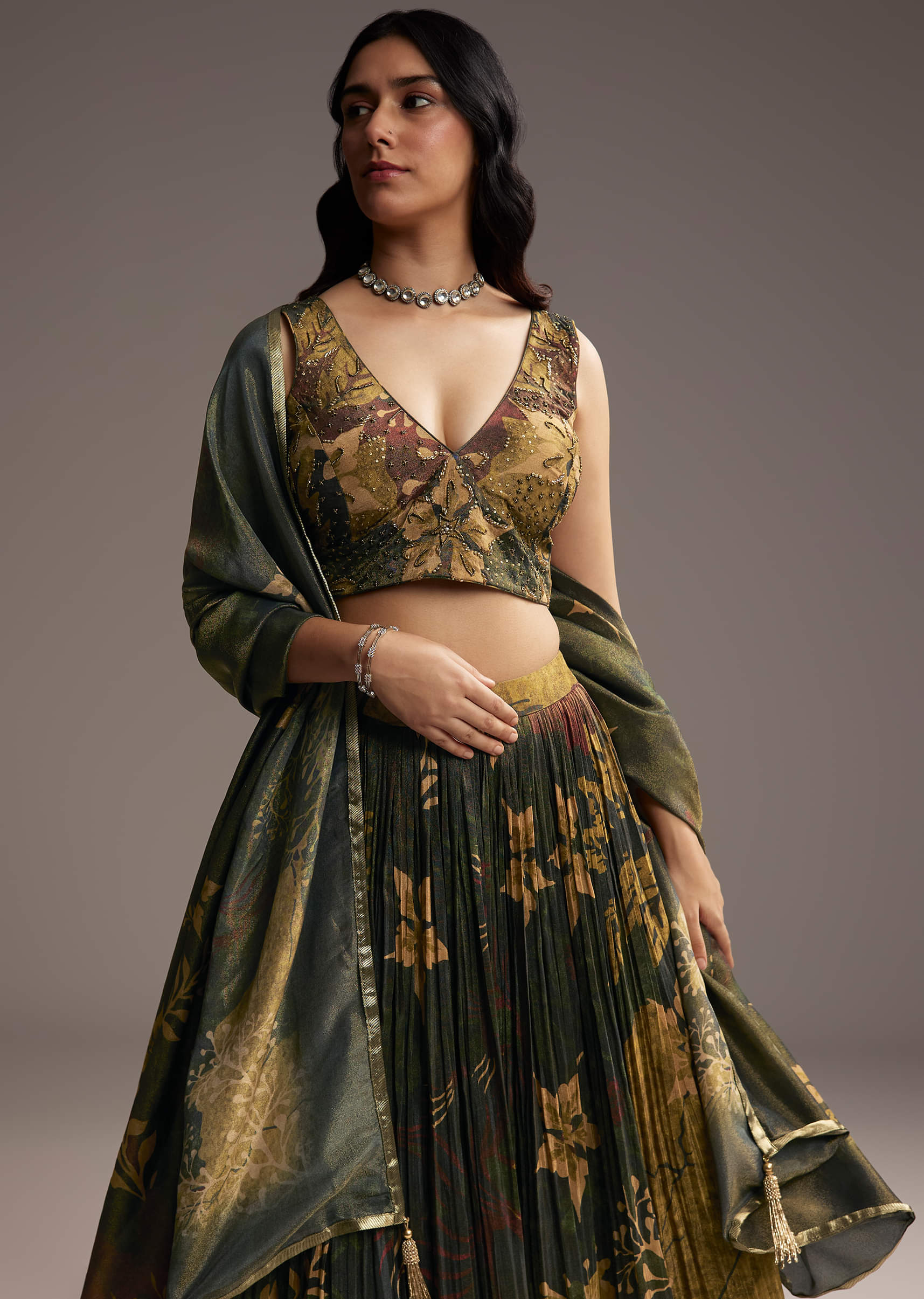 bottle-green-tissue-lehenga-choli-with-floral-print-sg336658-4.jpg