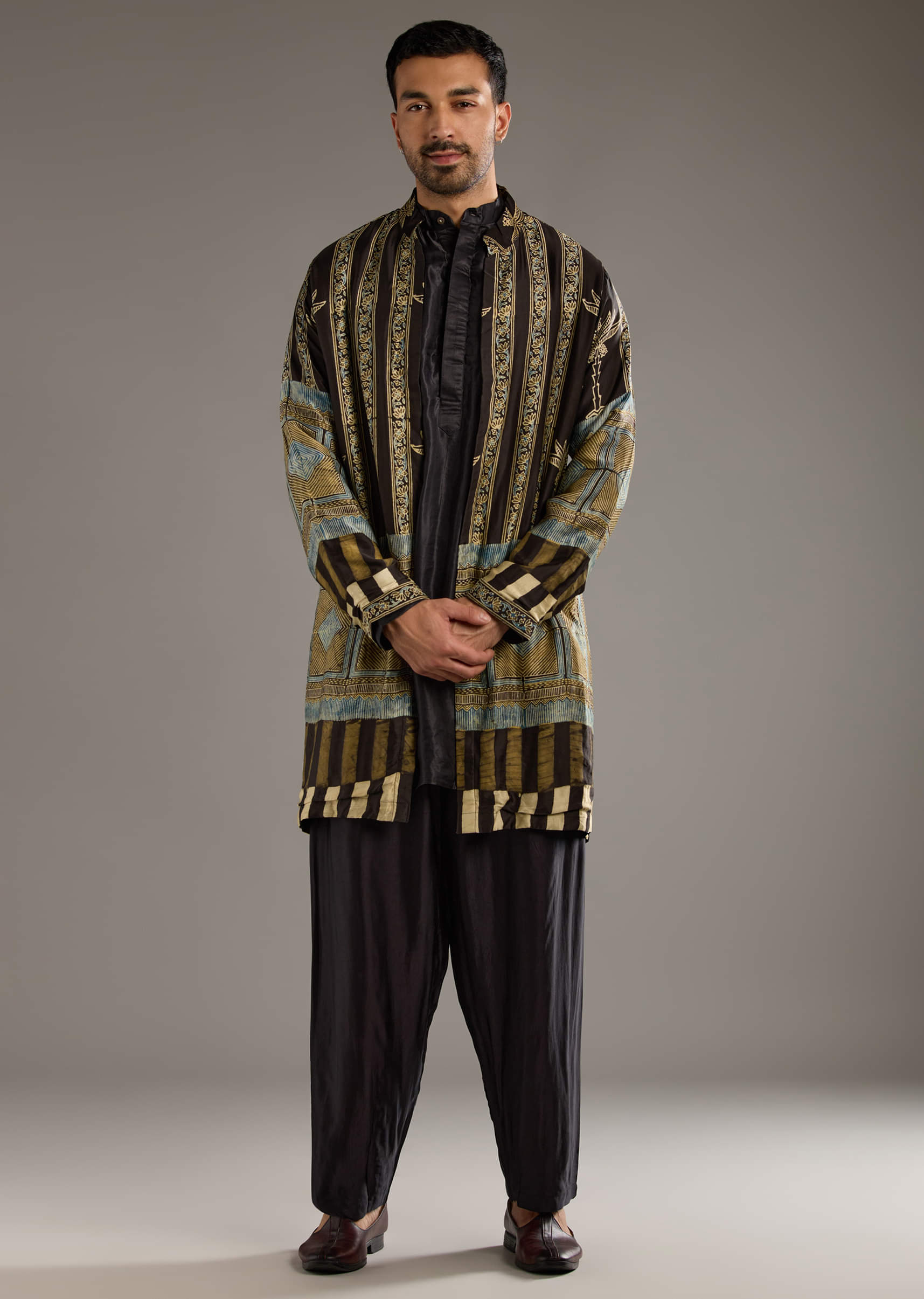 brown-modal-linen-kurta-jacket-set-for-men-with-hand-block-ajrakh-print-sg359358-1.jpg