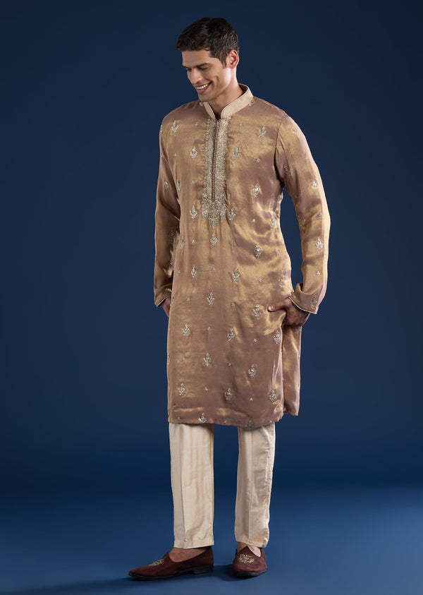 Champagne Tissue Kurta Set