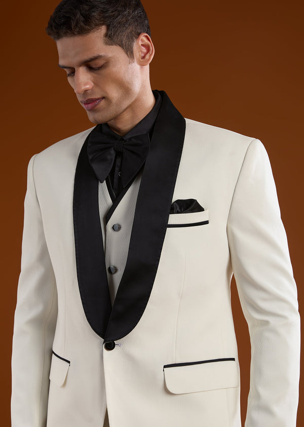 Cream Mens Tuxedo For Reception And Wedding Wear