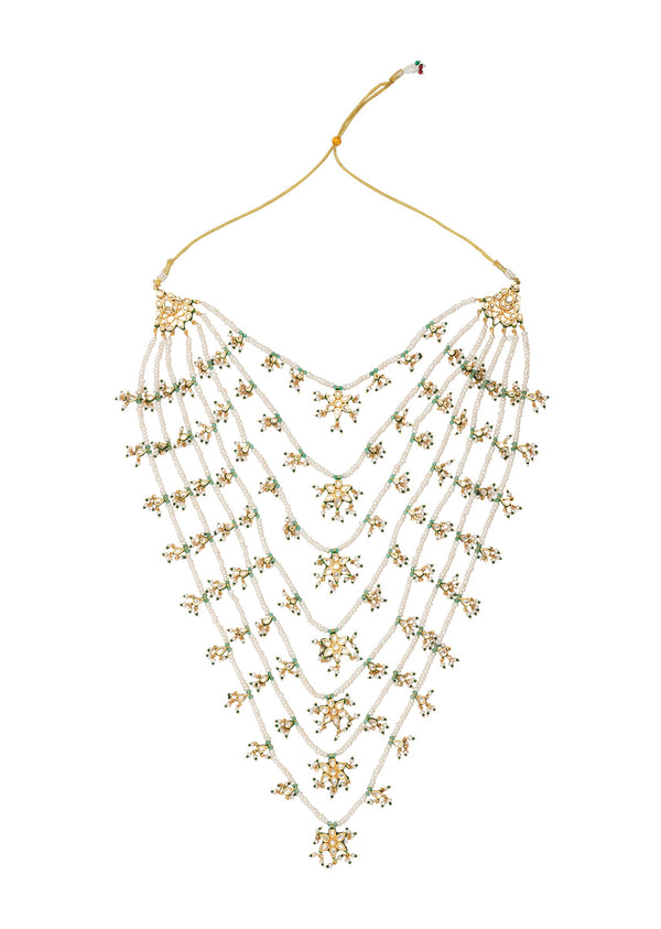 Gold Plated White Kundan Polki Necklace Set