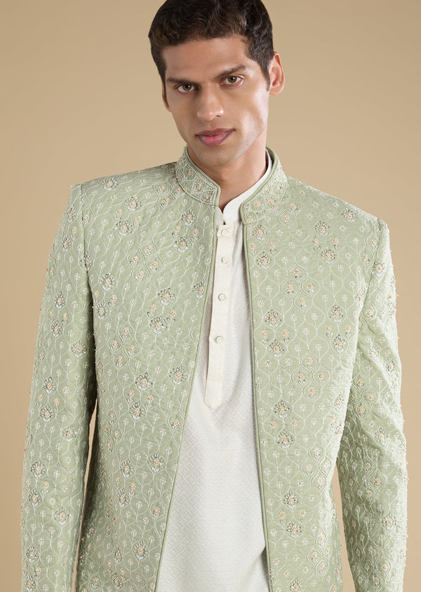 Green Embellished Jodhpuri Set