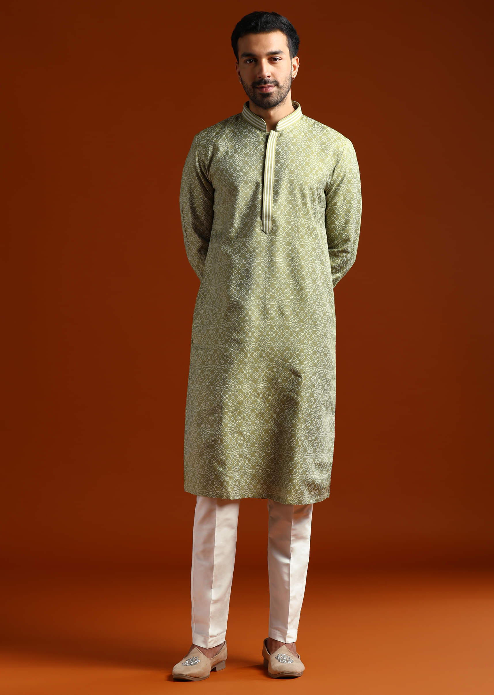 green-jacquard-kurta-set-for-men-with-subtle-print-sg322388-3.jpg