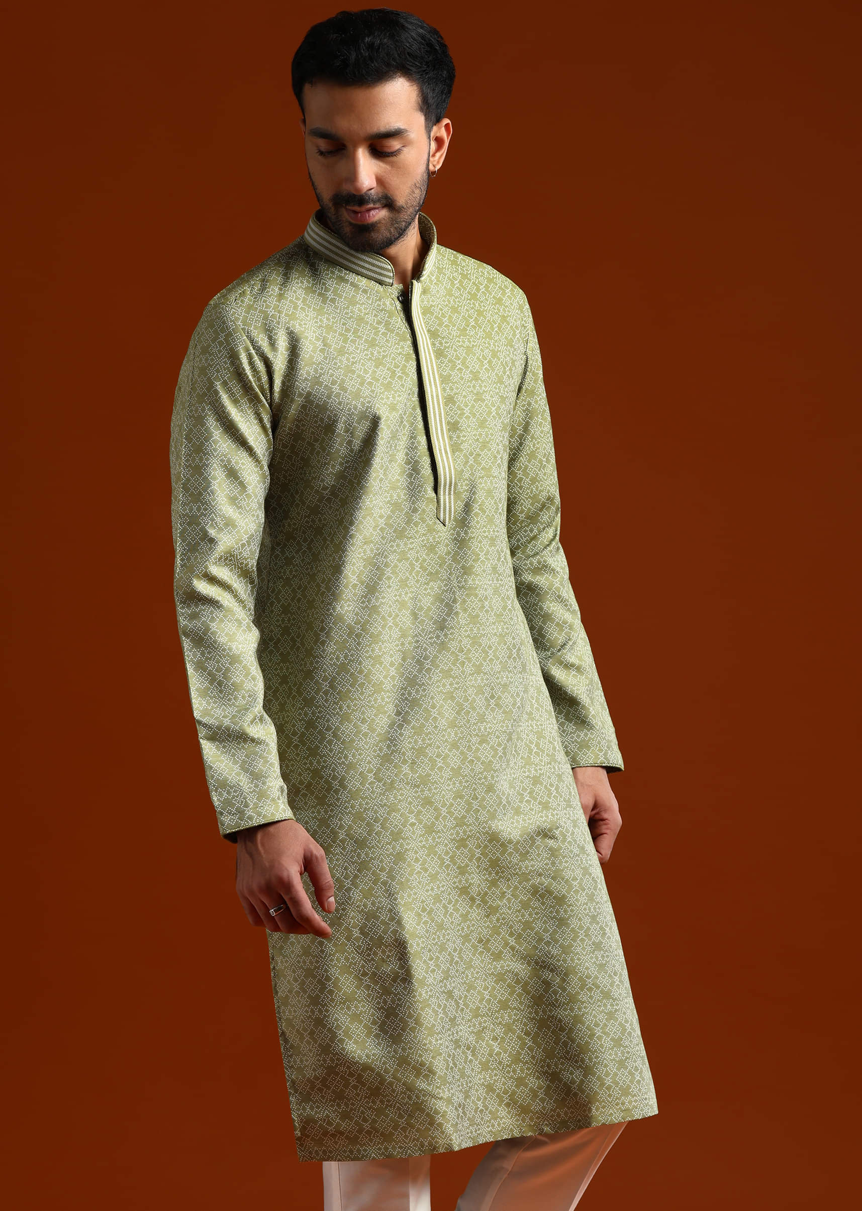 green-jacquard-kurta-set-for-men-with-subtle-print-sg322388-4.jpg