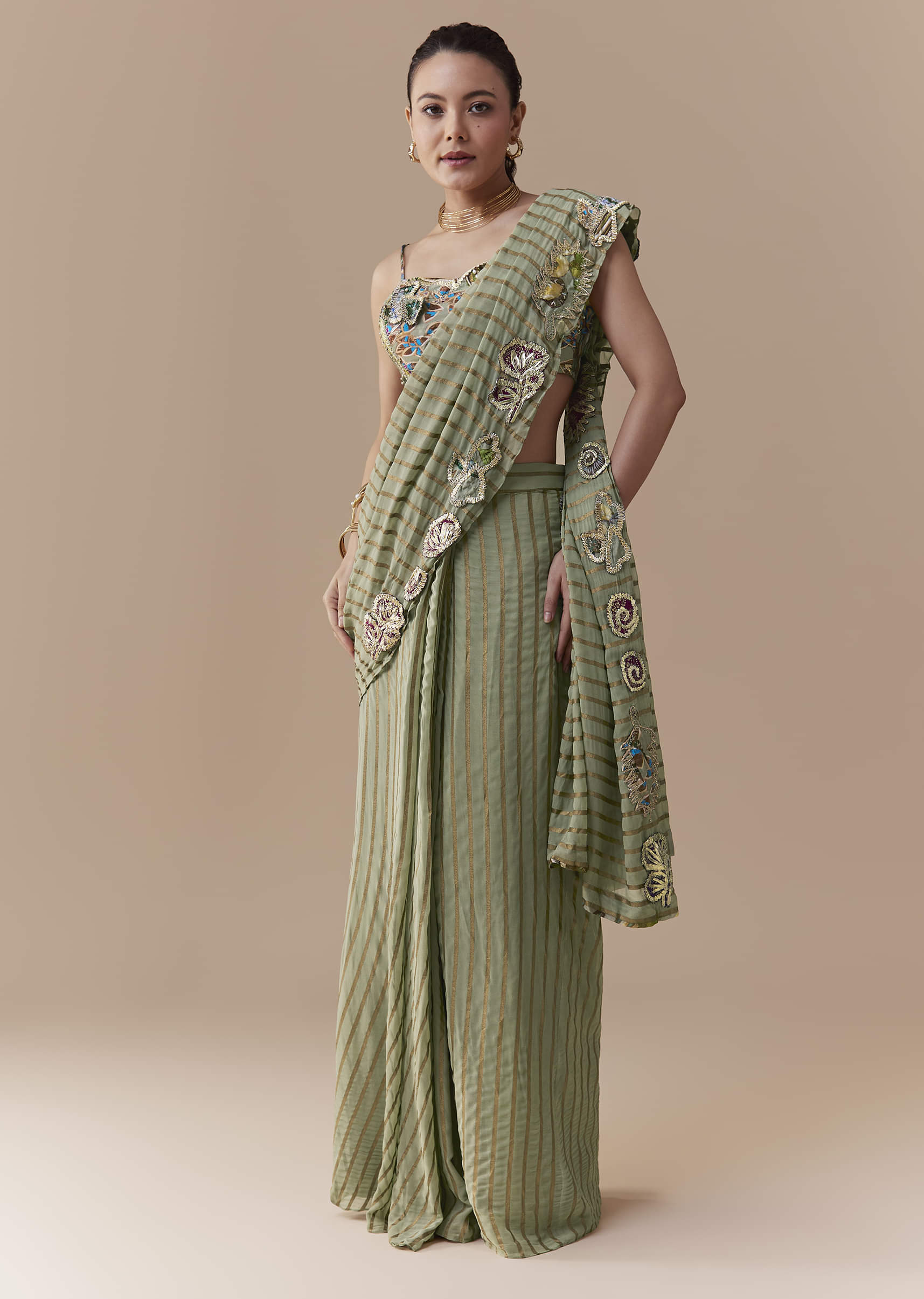 green-pre-pleated-printed-saree-with-gota-blouse-sg359785-1.jpg