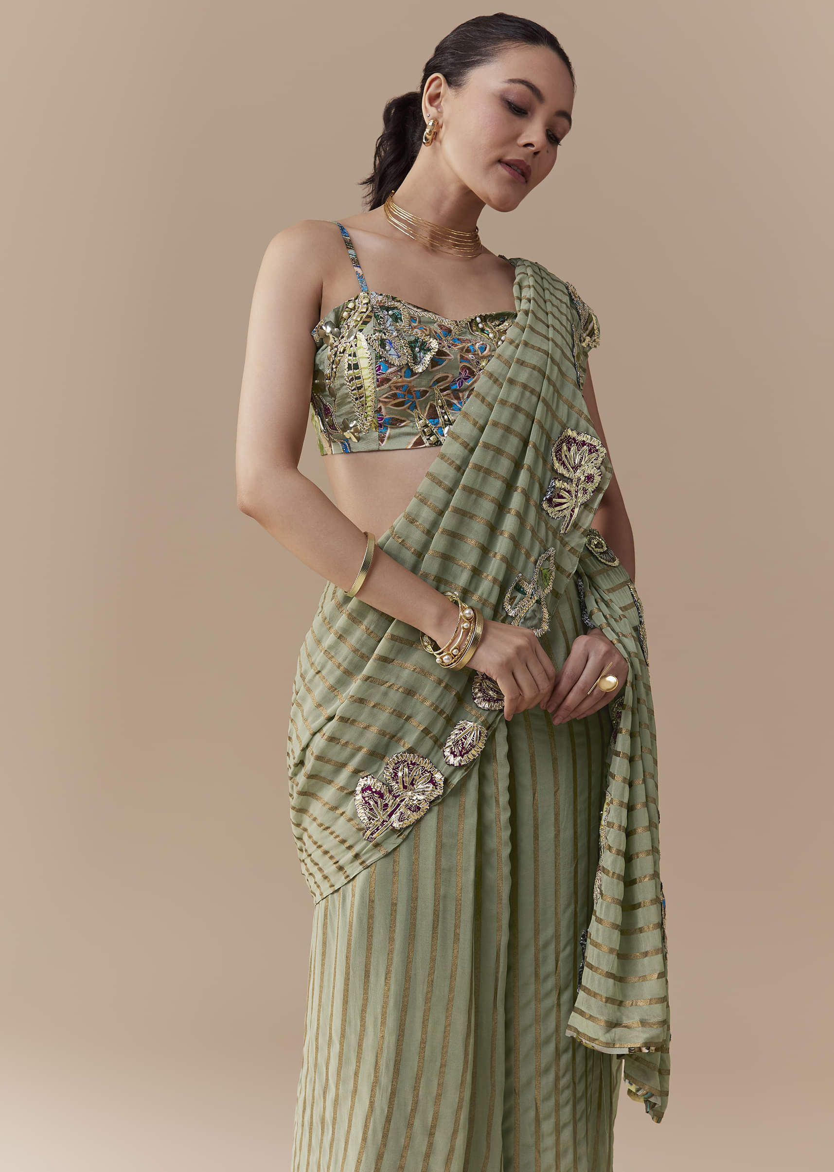 green-pre-pleated-printed-saree-with-gota-blouse-sg359785-4.jpg
