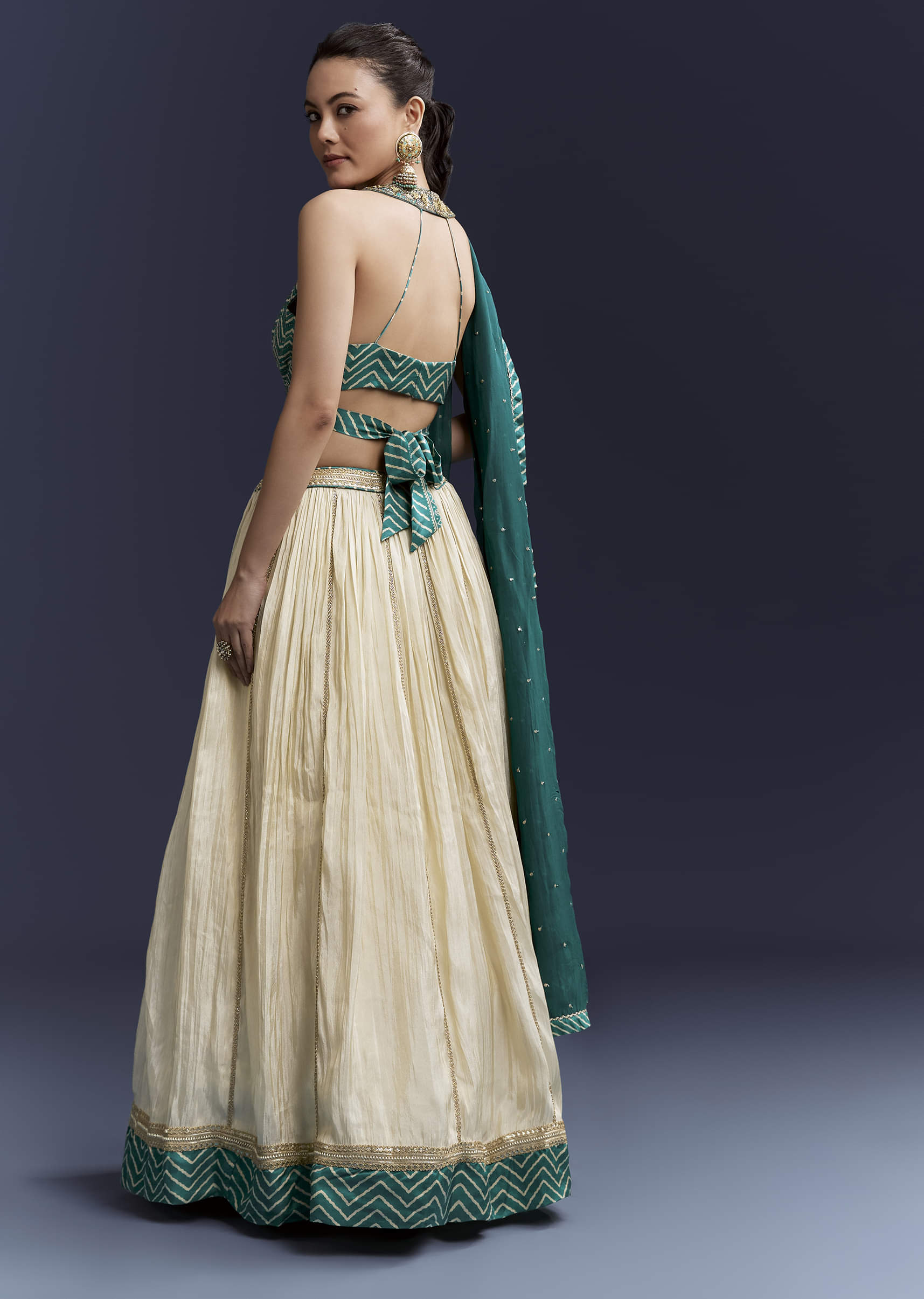 green-satin-bridesmaid-lehenga-with-hand-dyed-chevron-print-choli-sg345083-2.jpg