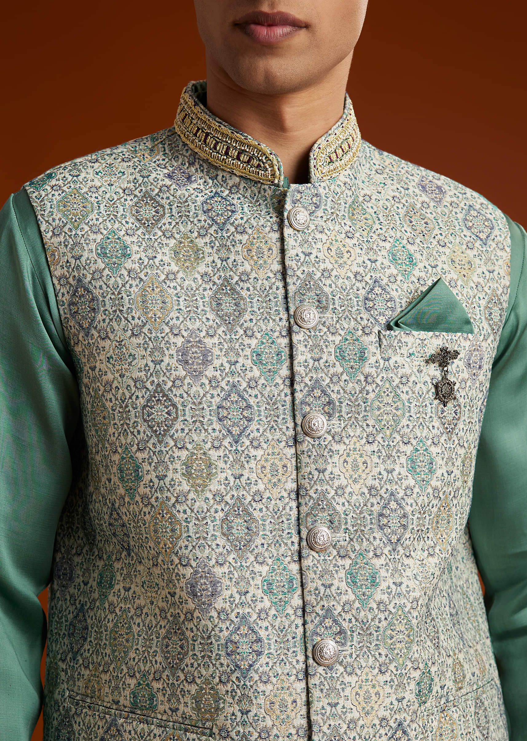 green-silk-kurta-jacket-set-for-men-with-geometric-jaal-print-sg332908-2.jpg