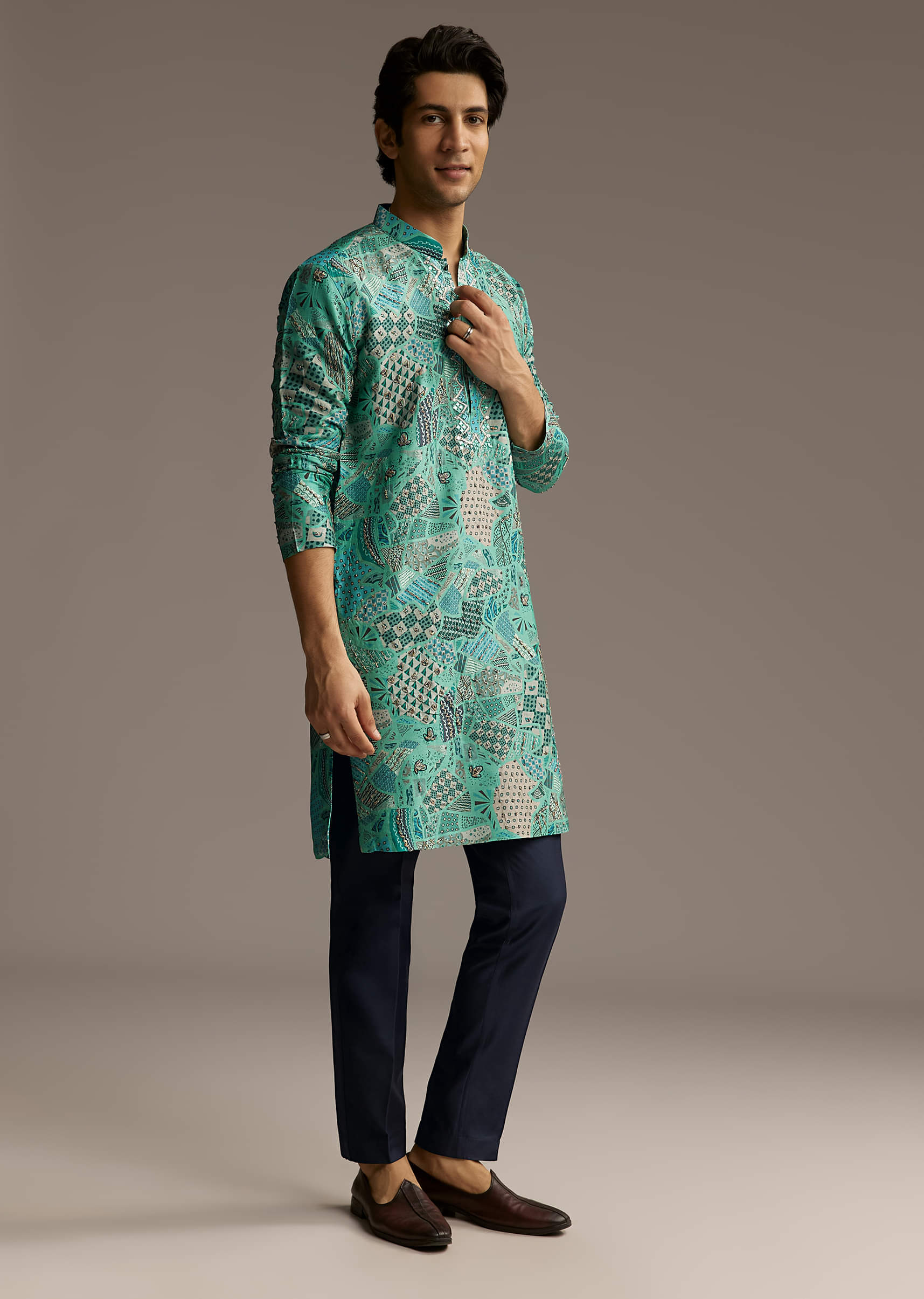 green-silk-printed-kurta-set-for-men-with-mirror-work-sg321788-3.jpg