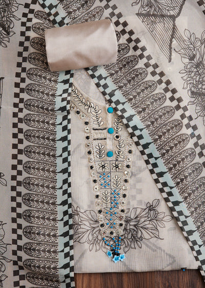 Grey Georgette Printed Suit