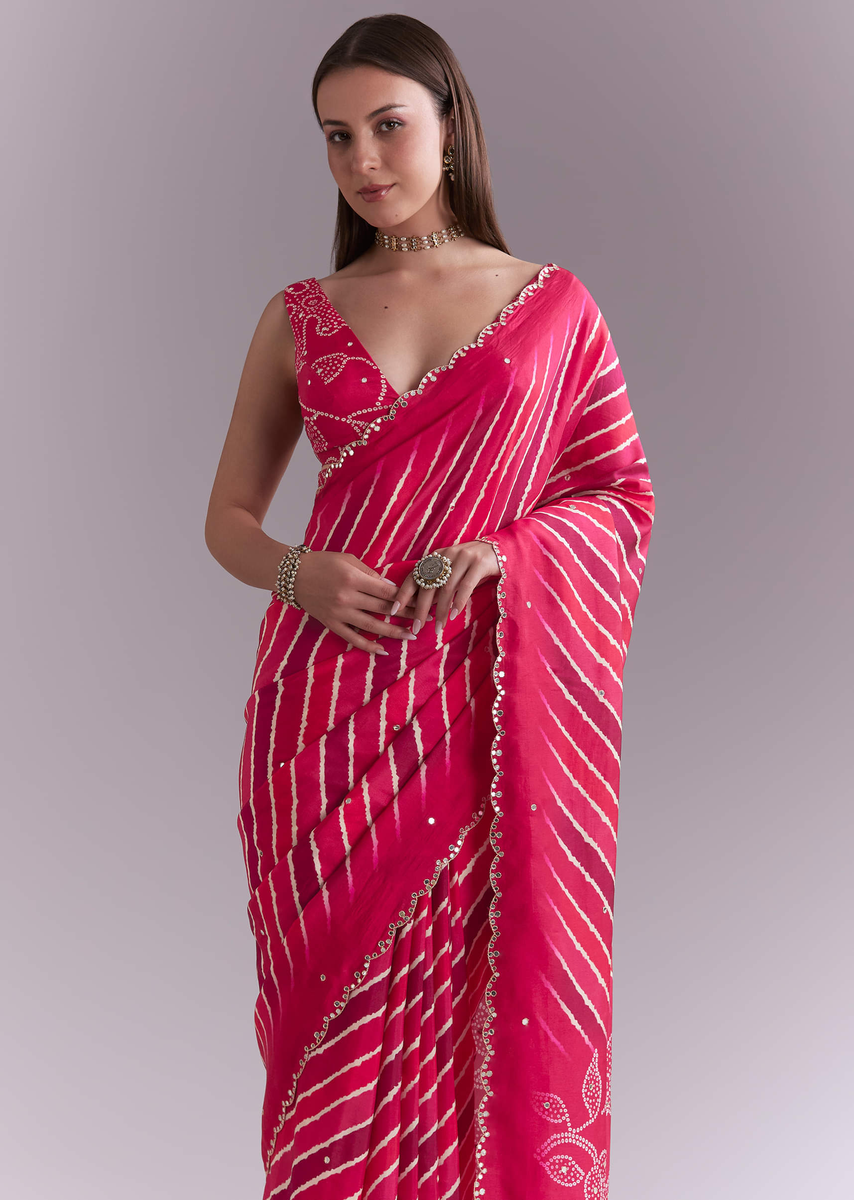 hot-pink-chinon-saree-with-leheriya-print-and-mirror-work-sg351946-5.jpg