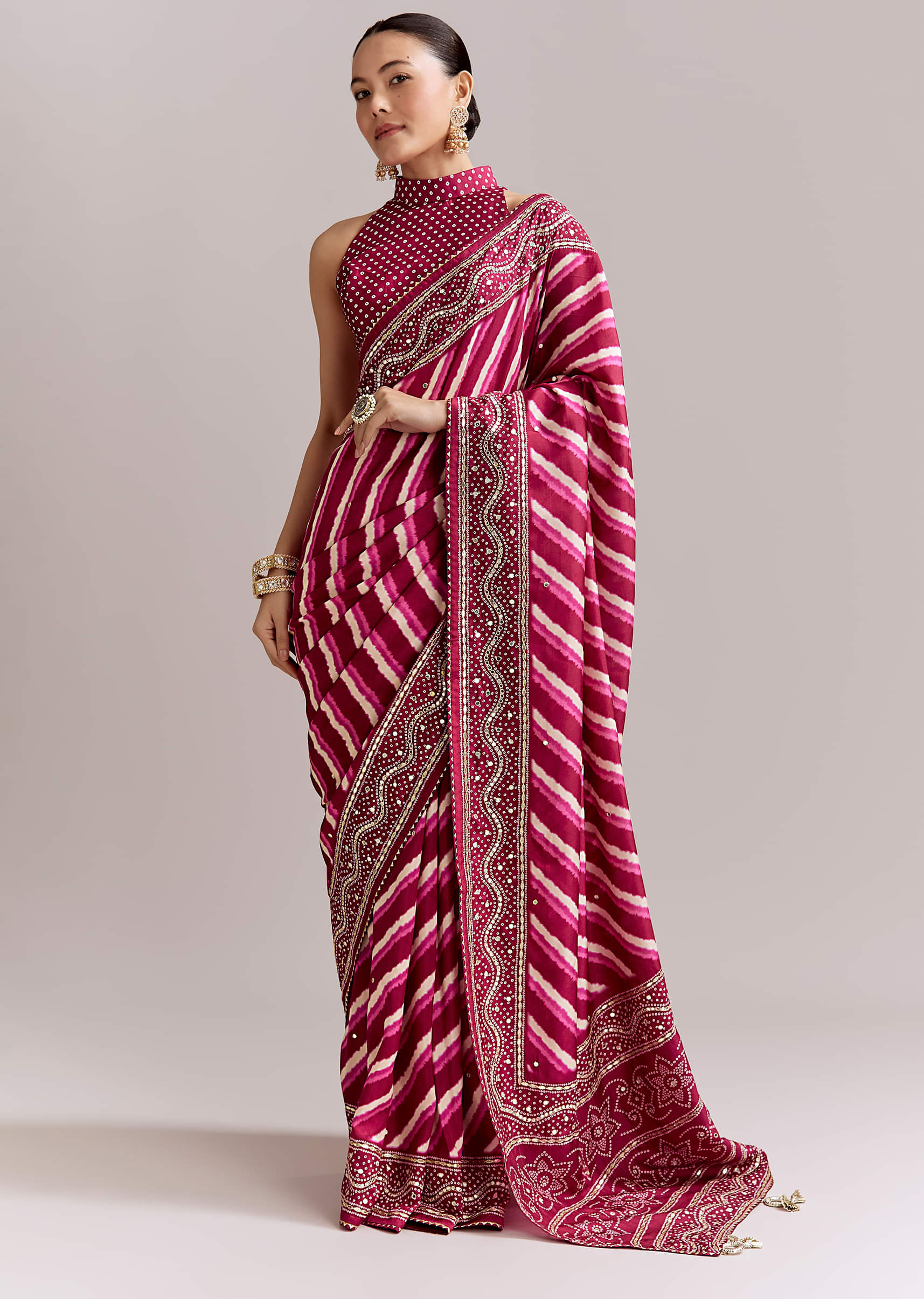 hot-pink-silk-printed-saree-with-lehariya-and-bandhani-gota-border-sg351947-3.jpg