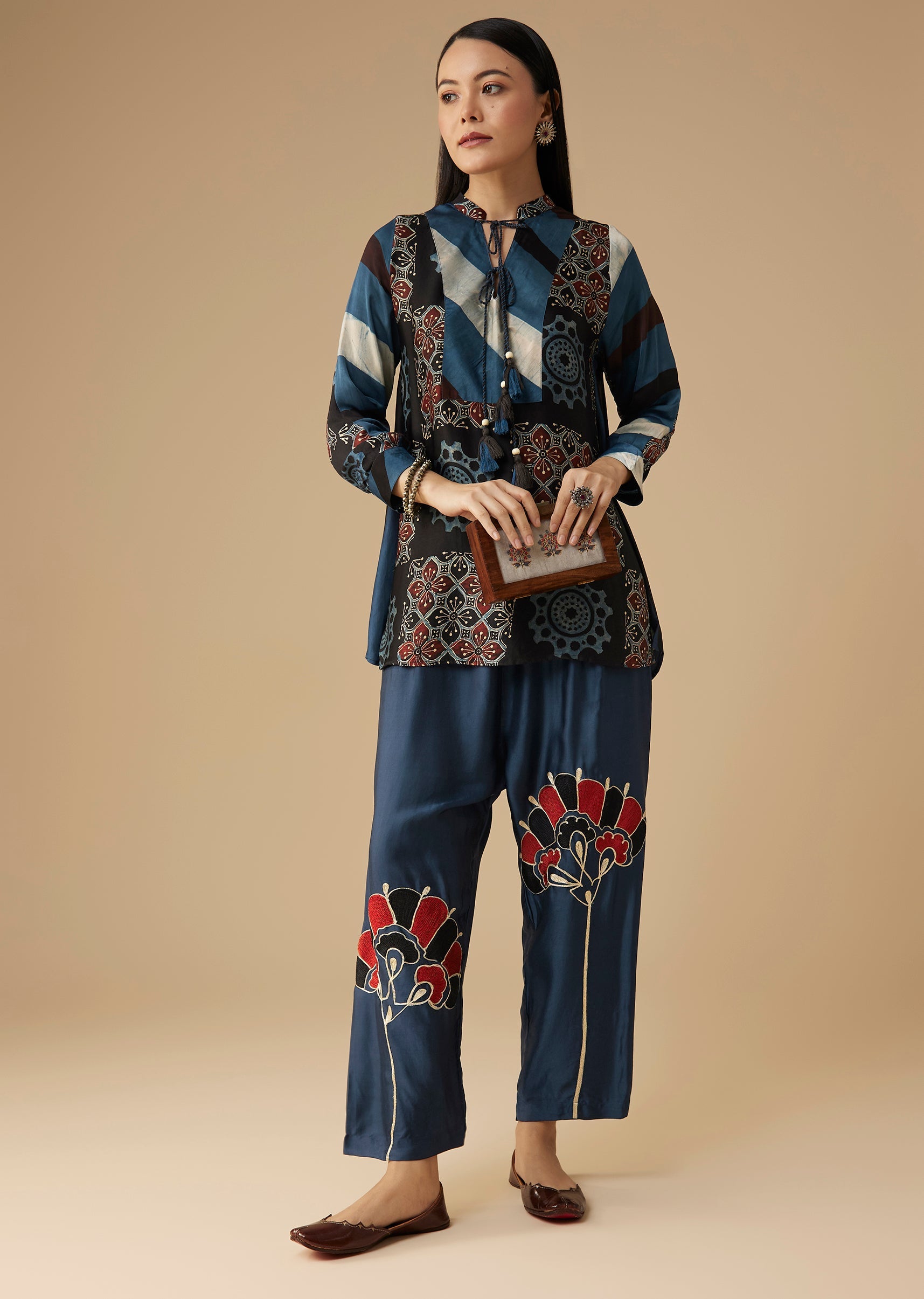 Indigo Ajrakh Tunic and Pant Set