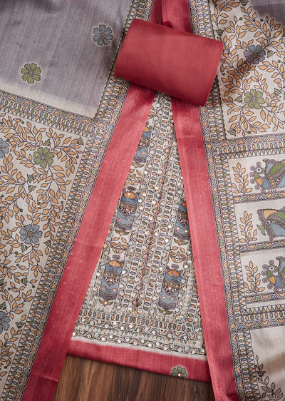 Maroon Dola Silk Suit Set
