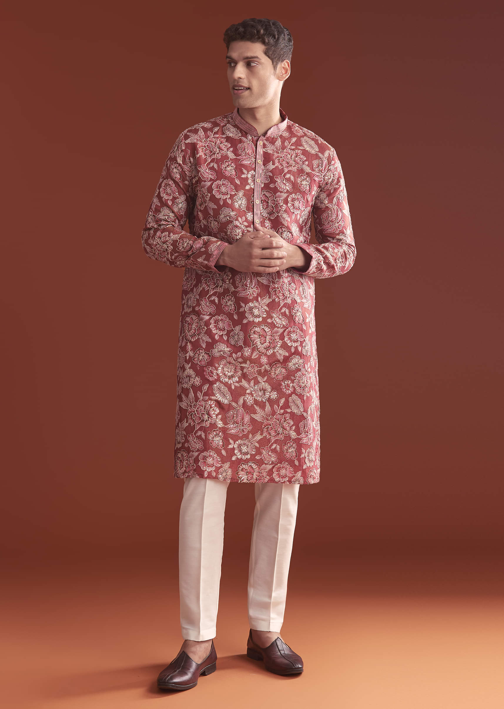 maroon-silk-kurta-set-for-men-with-floral-thread-work-sg356810-3.jpg