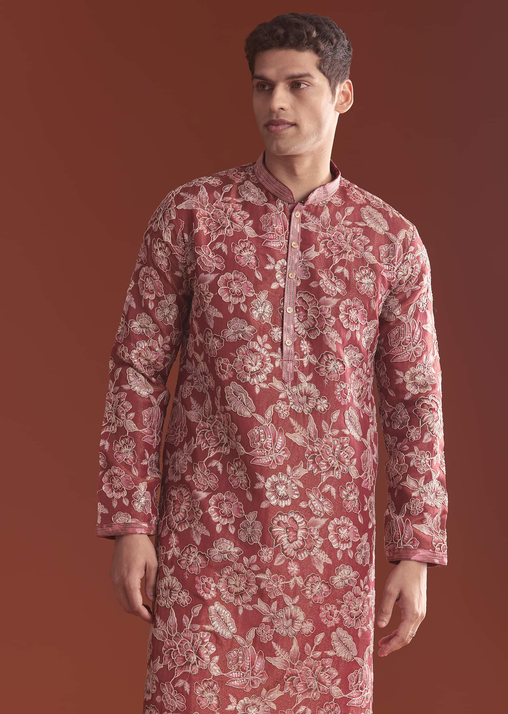 maroon-silk-kurta-set-for-men-with-floral-thread-work-sg356810-4.jpg