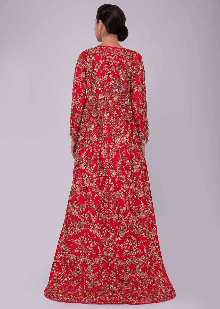 Mint green skirt and strap less corset blouse paired with fuchsia pink jacket with trial