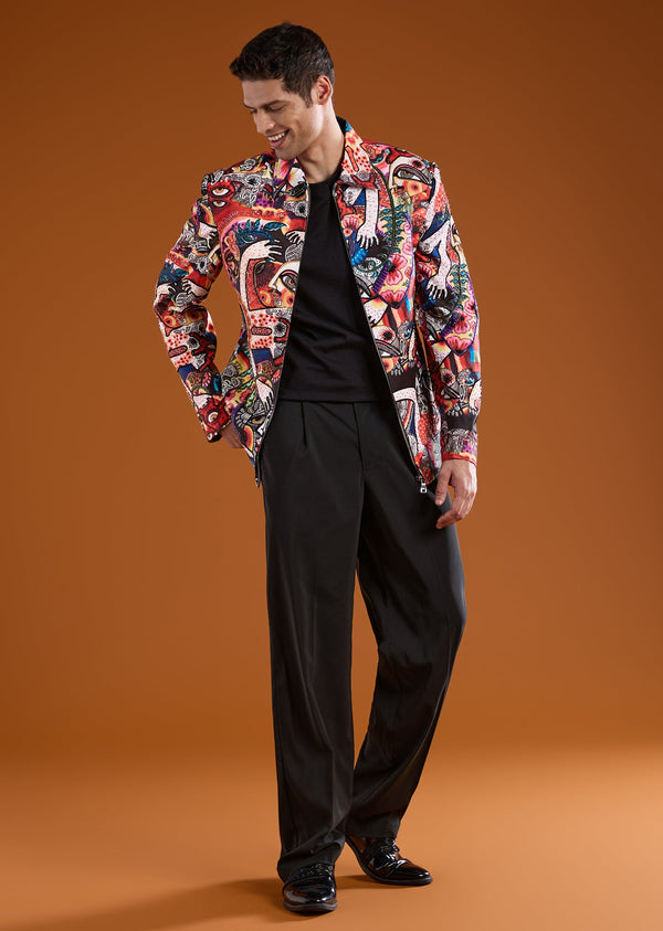 Multi Bomber Jacket with Cutdana Work