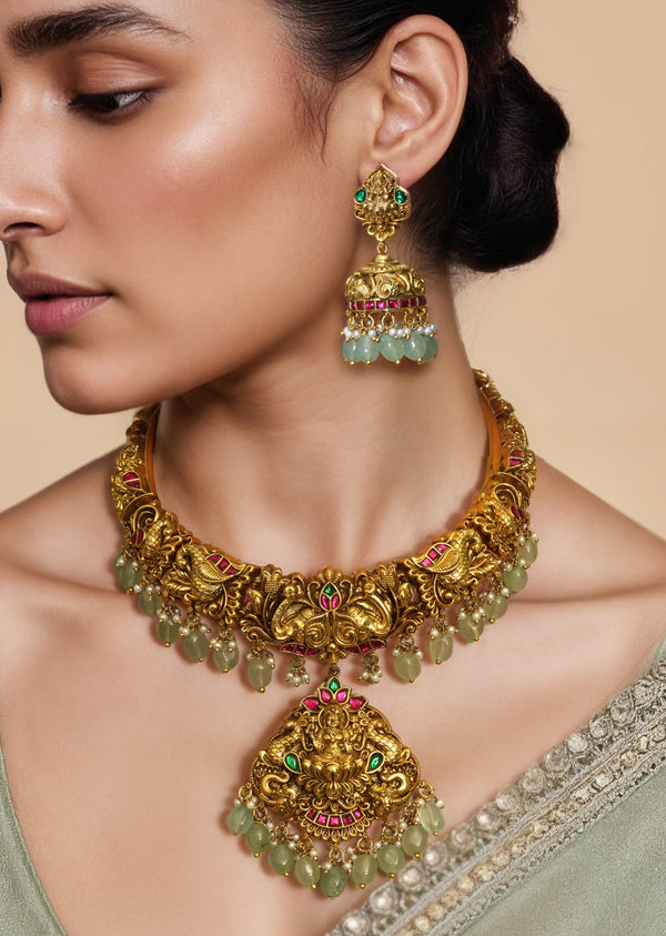 Multi Temple Necklace and Earring Set