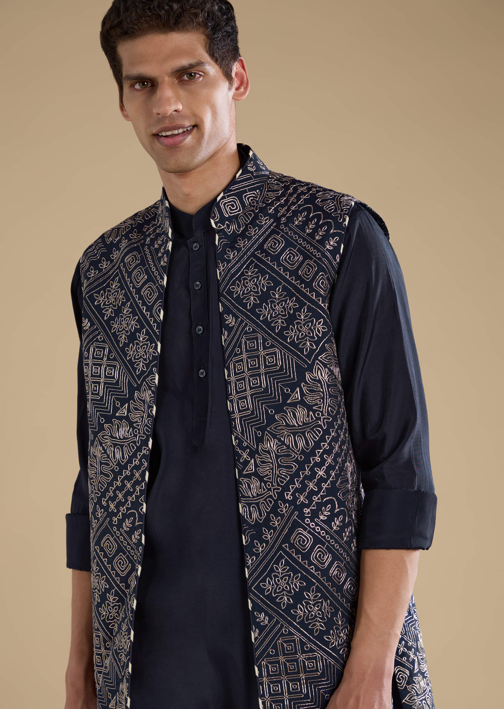 navy-blue-jacquard-silk-jacket-kurta-set-with-resham-sg332964-2.jpg
