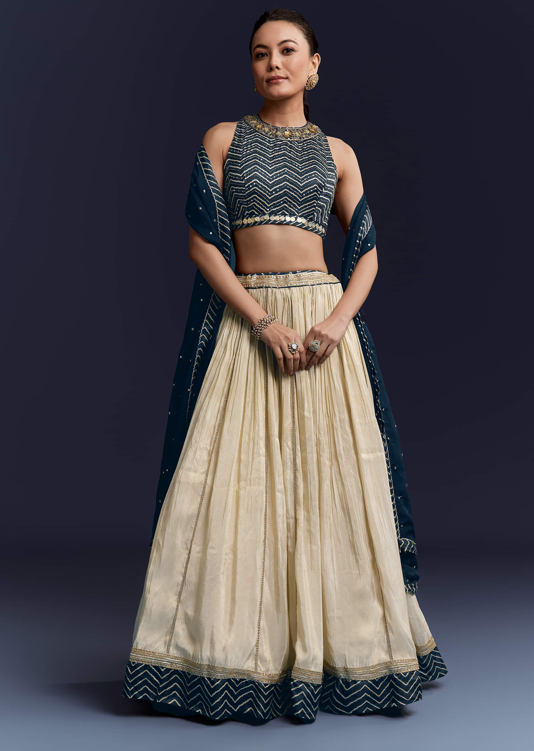 navy-blue-satin-bridesmaid-lehenga-with-hand-dyed-chevron-print-choli-sg345065-4.jpg